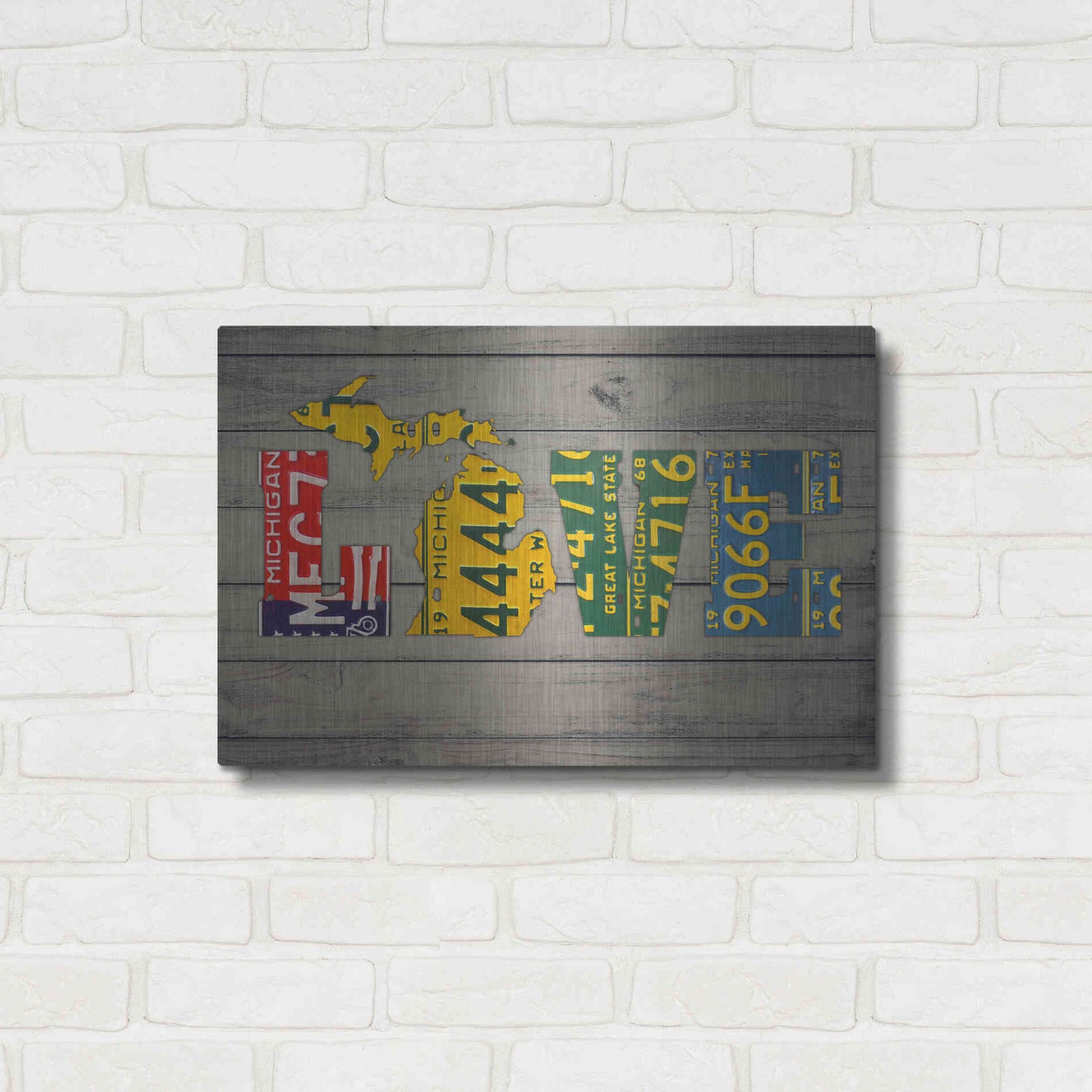Luxe Metal Art 'MICH State Love' by Design Turnpike, Metal Wall Art,24x16