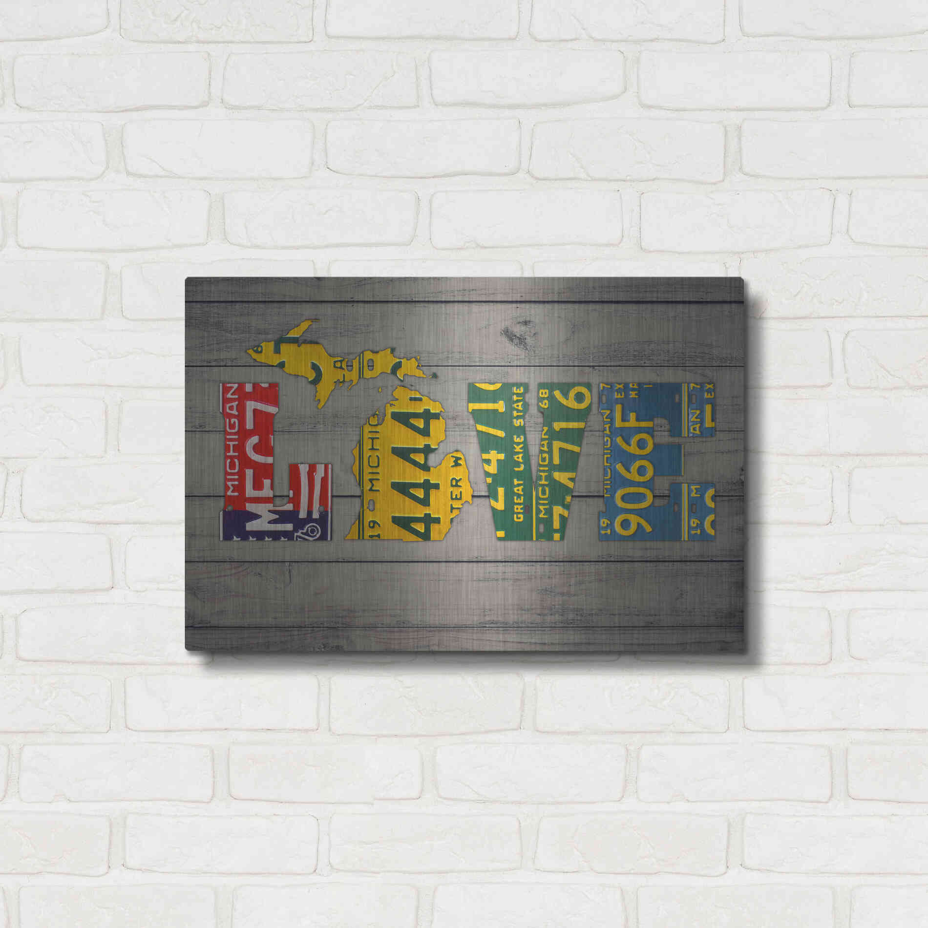 Luxe Metal Art 'MICH State Love' by Design Turnpike, Metal Wall Art,24x16