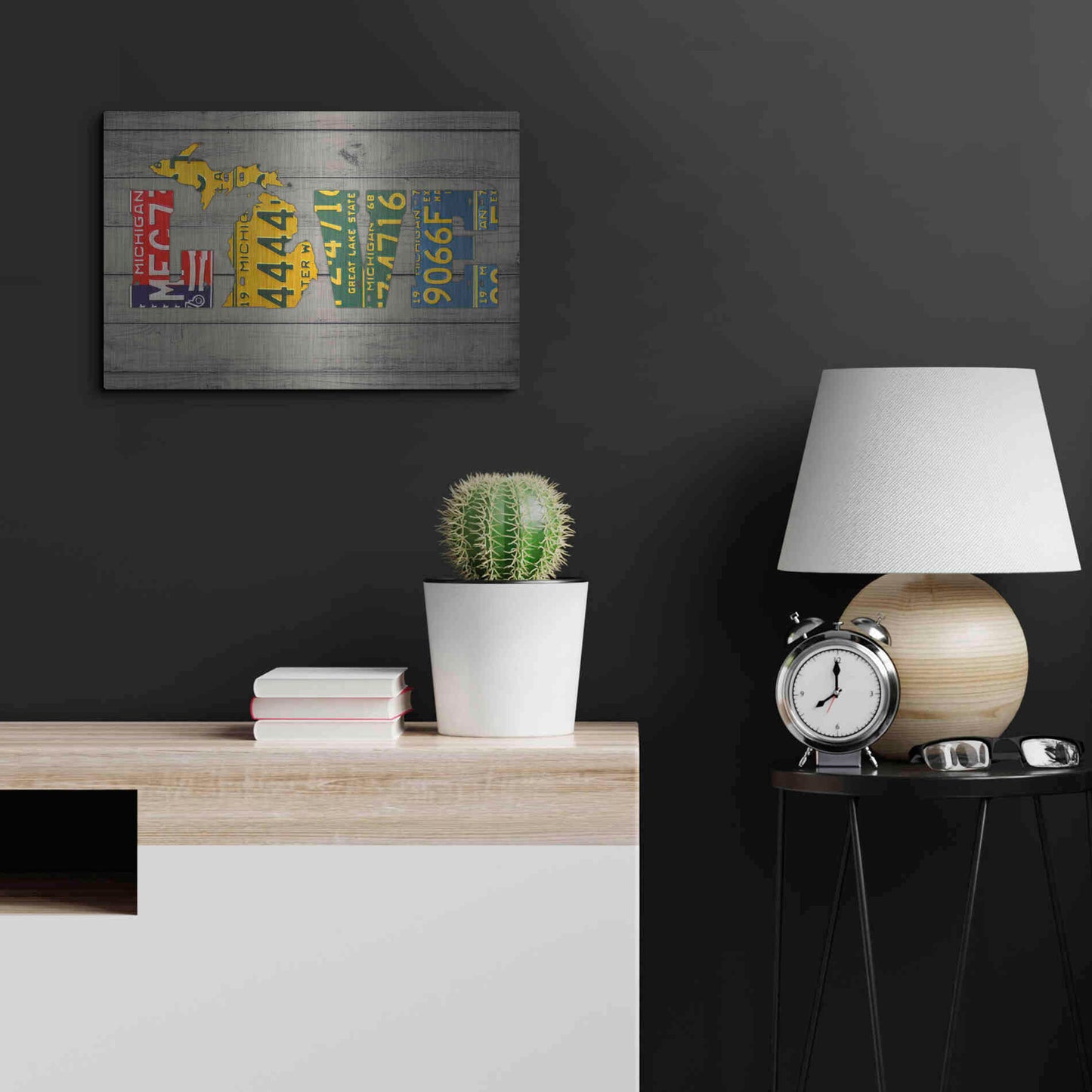 Luxe Metal Art 'MICH State Love' by Design Turnpike, Metal Wall Art,24x16