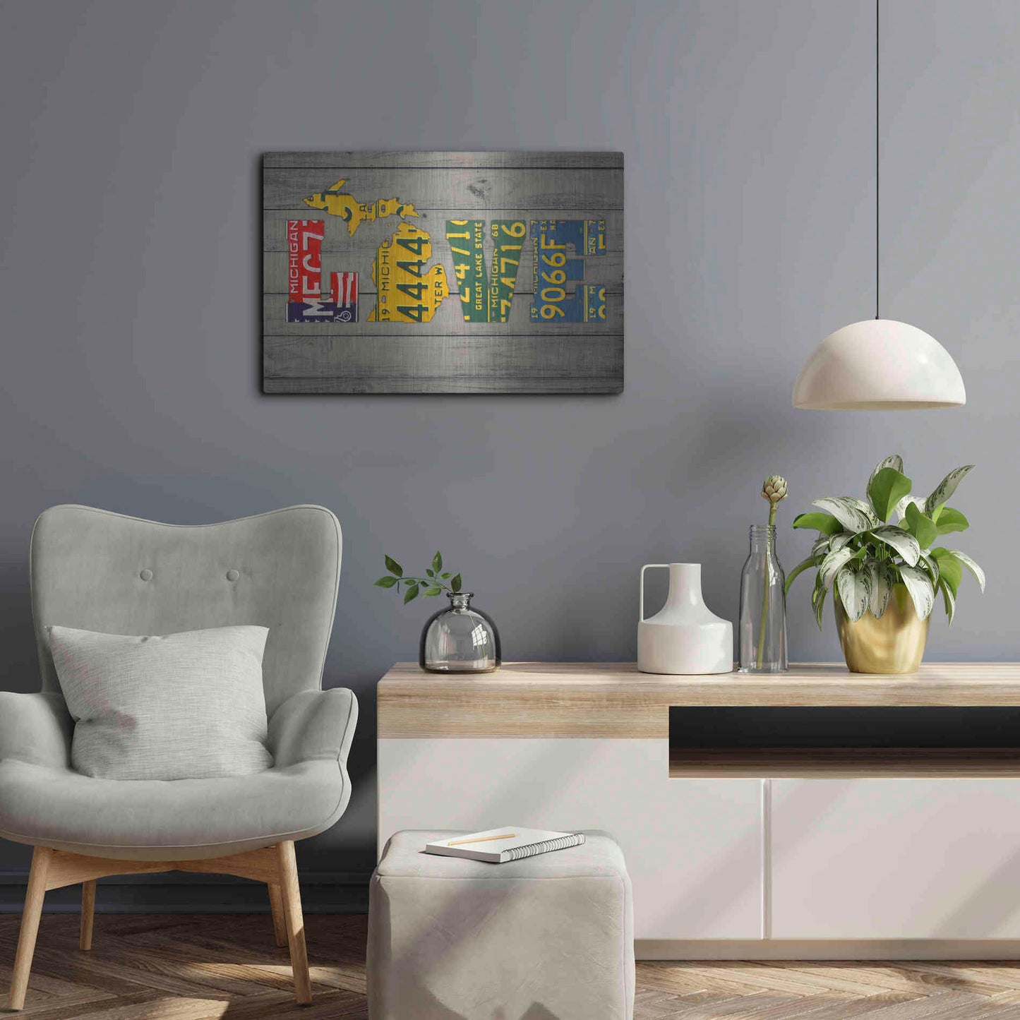Luxe Metal Art 'MICH State Love' by Design Turnpike, Metal Wall Art,24x16