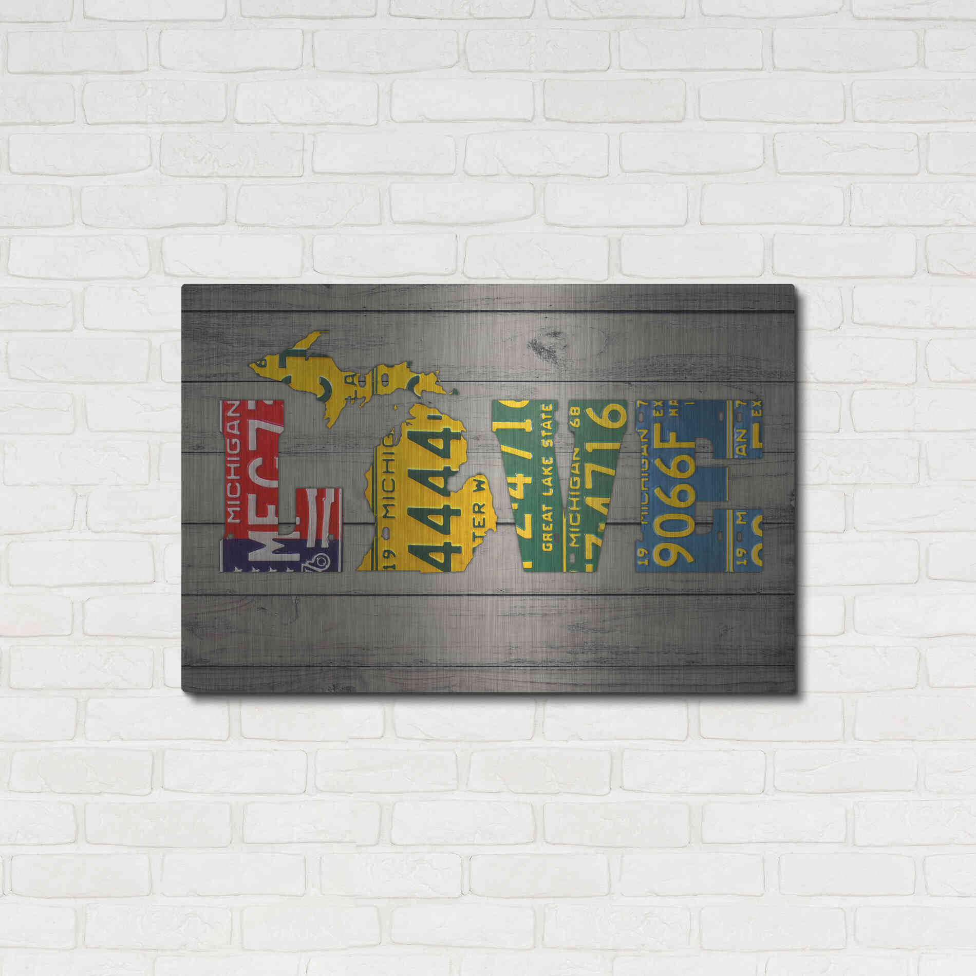 Luxe Metal Art 'MICH State Love' by Design Turnpike, Metal Wall Art,36x24