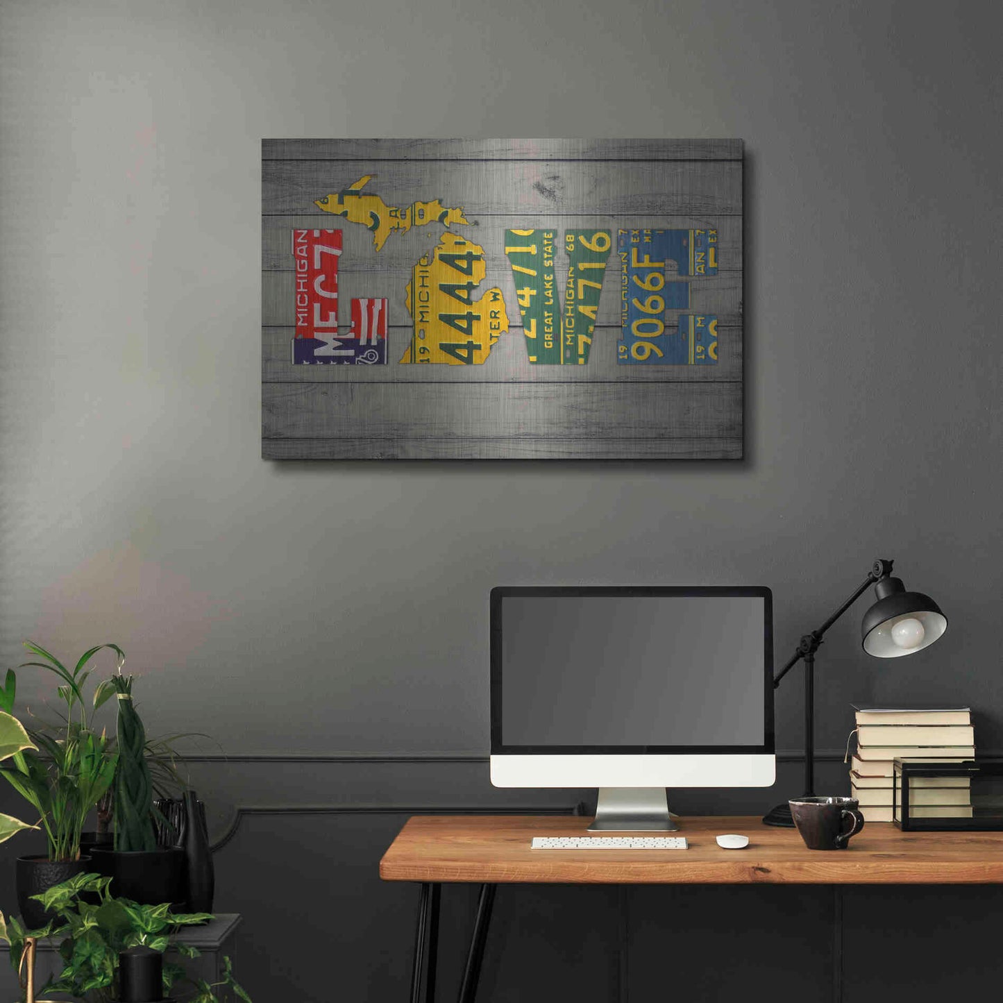 Luxe Metal Art 'MICH State Love' by Design Turnpike, Metal Wall Art,36x24