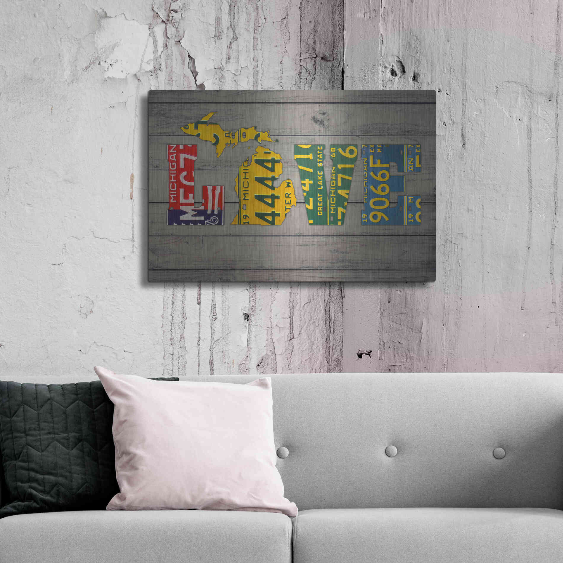 Luxe Metal Art 'MICH State Love' by Design Turnpike, Metal Wall Art,36x24