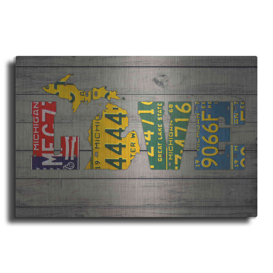 Luxe Metal Art 'MICH State Love' by Design Turnpike, Metal Wall Art