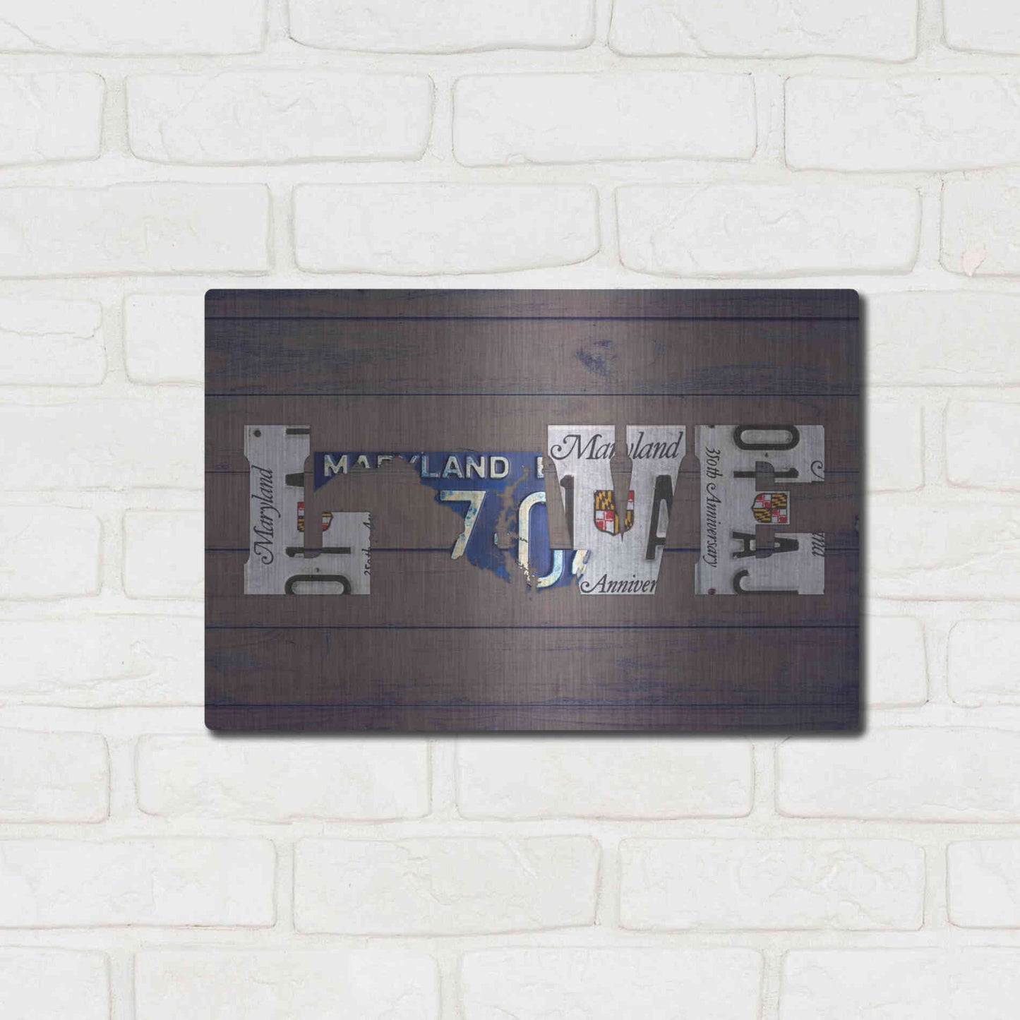 Luxe Metal Art 'MD State Love' by Design Turnpike, Metal Wall Art,16x12