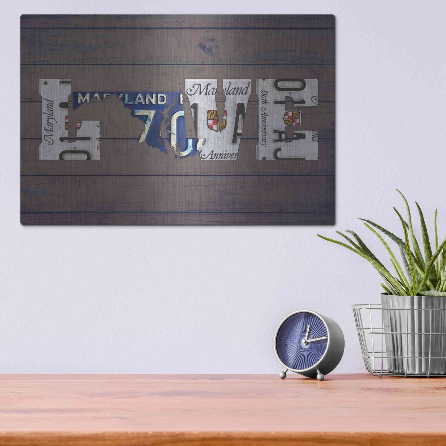 Luxe Metal Art 'MD State Love' by Design Turnpike, Metal Wall Art,16x12