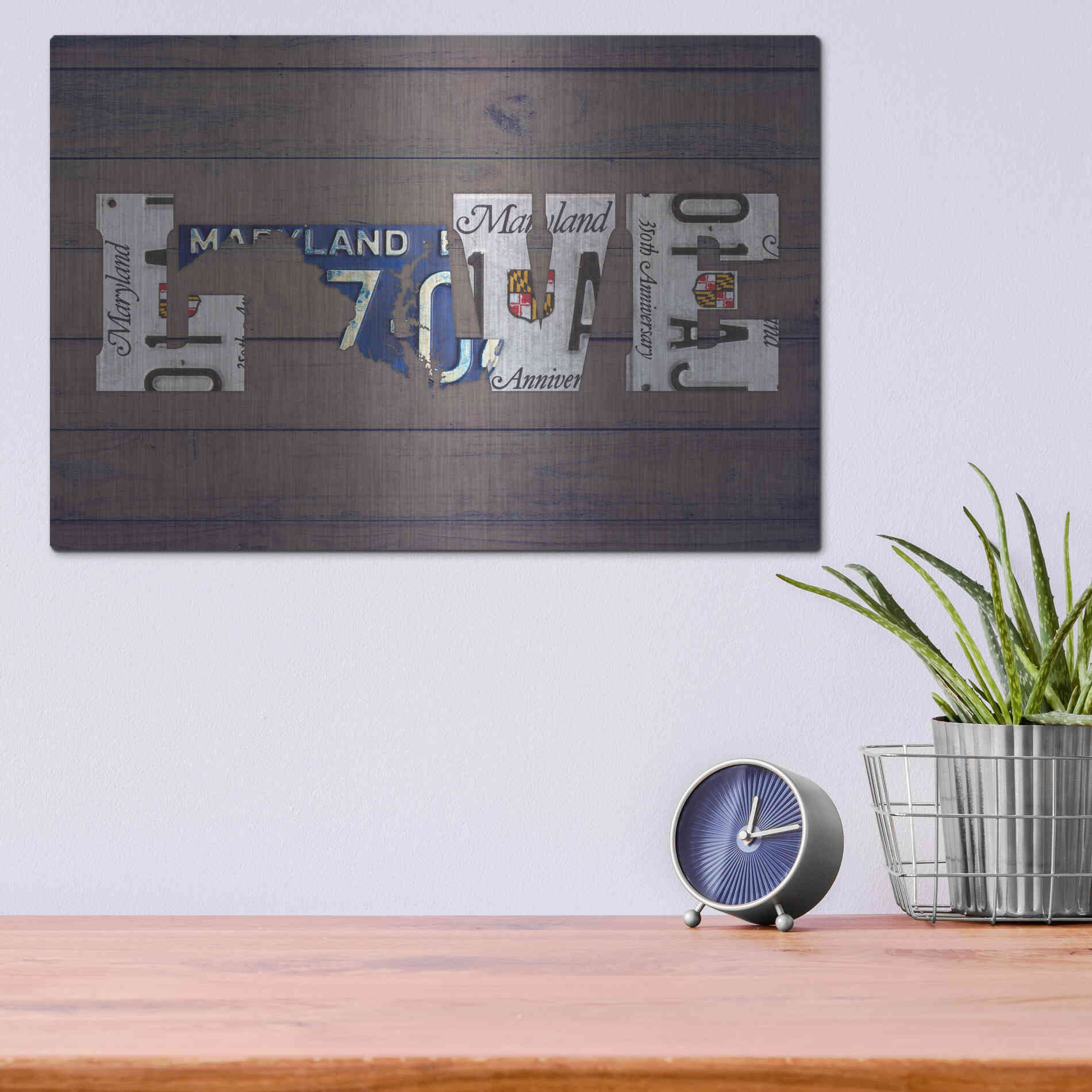 Luxe Metal Art 'MD State Love' by Design Turnpike, Metal Wall Art,16x12