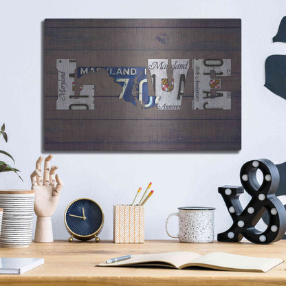Luxe Metal Art 'MD State Love' by Design Turnpike, Metal Wall Art,16x12