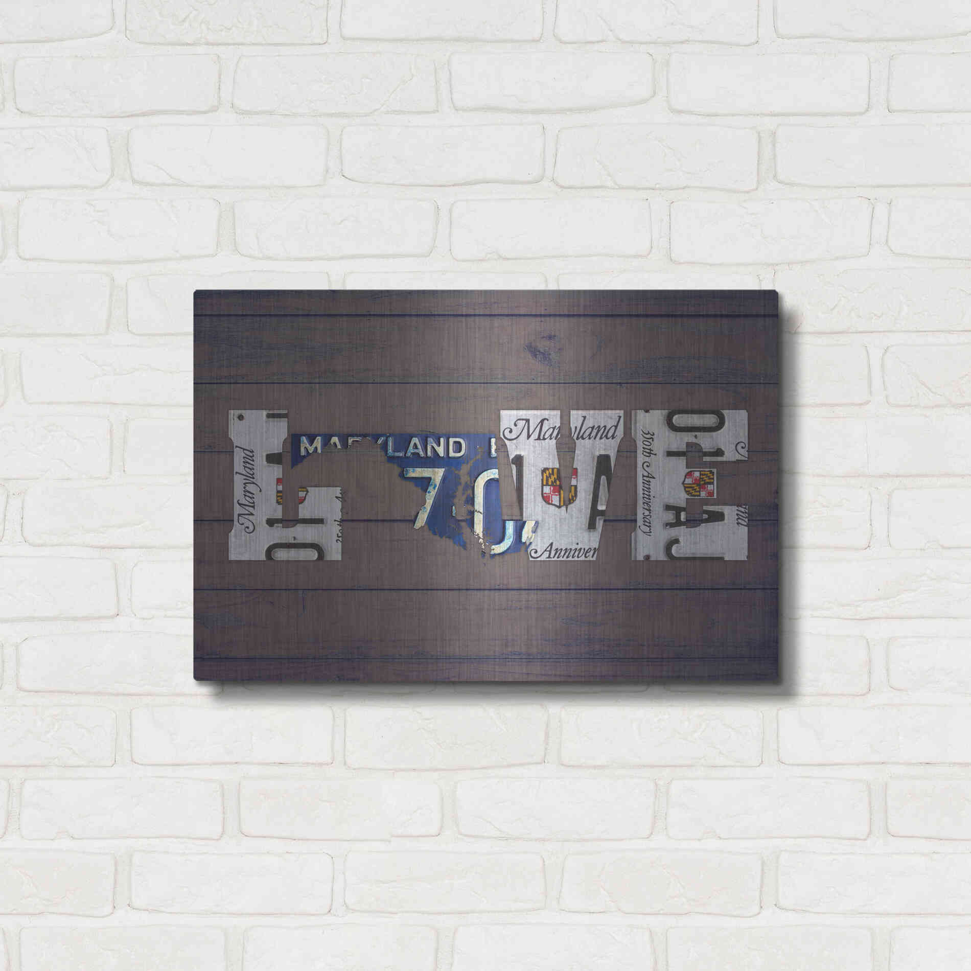 Luxe Metal Art 'MD State Love' by Design Turnpike, Metal Wall Art,24x16