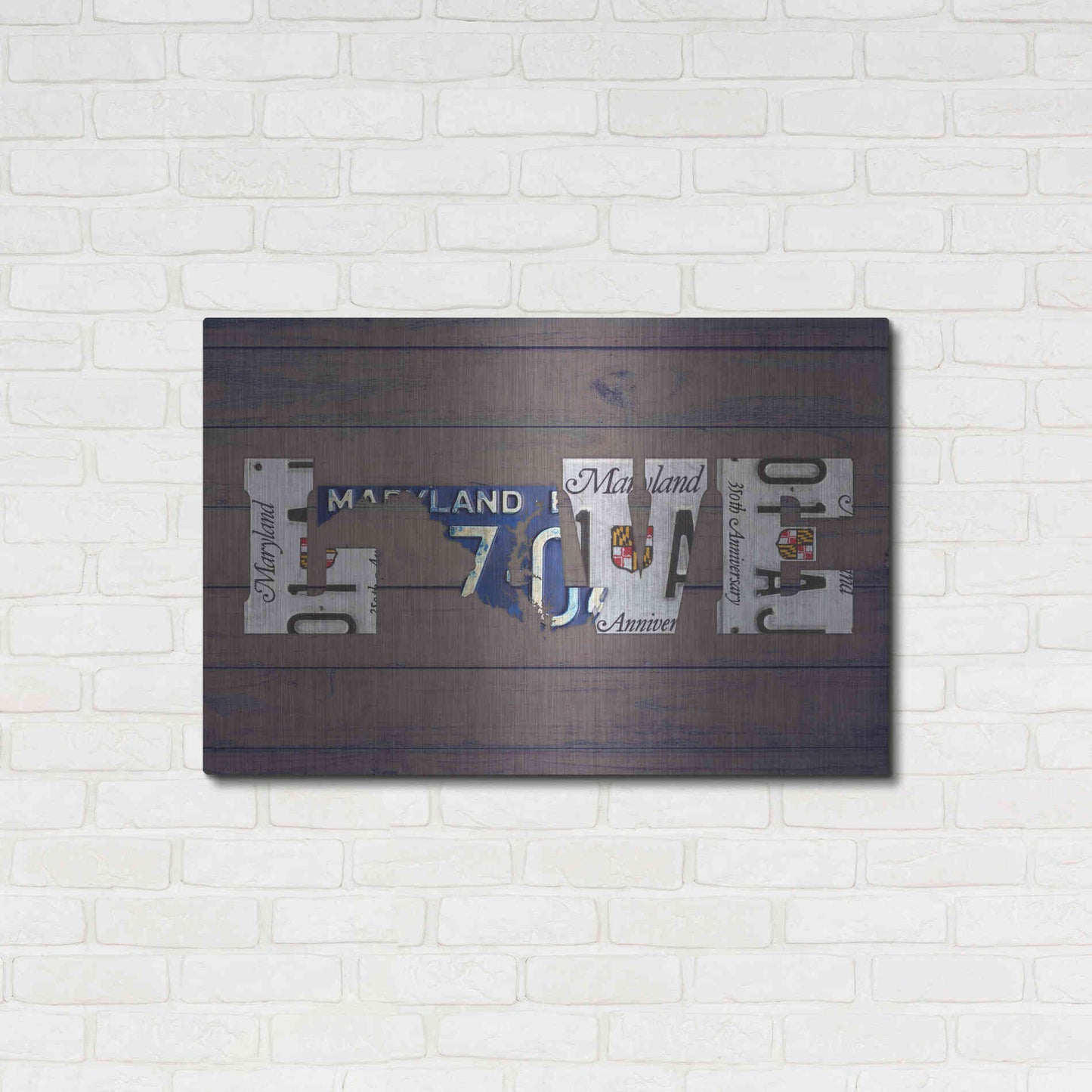 Luxe Metal Art 'MD State Love' by Design Turnpike, Metal Wall Art,36x24