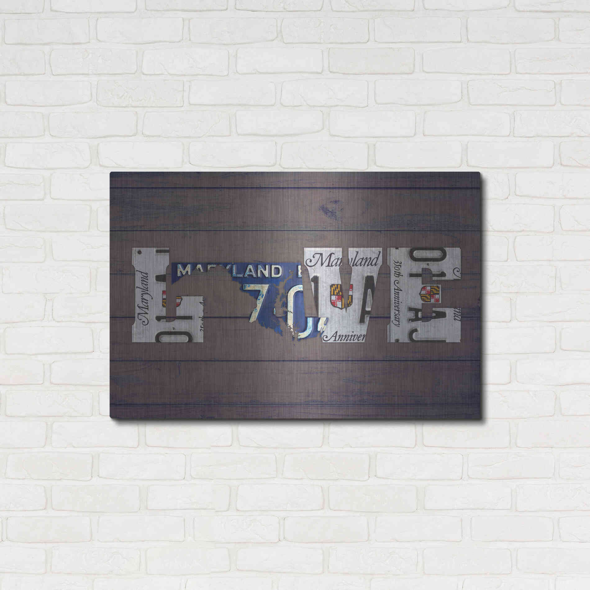 Luxe Metal Art 'MD State Love' by Design Turnpike, Metal Wall Art,36x24