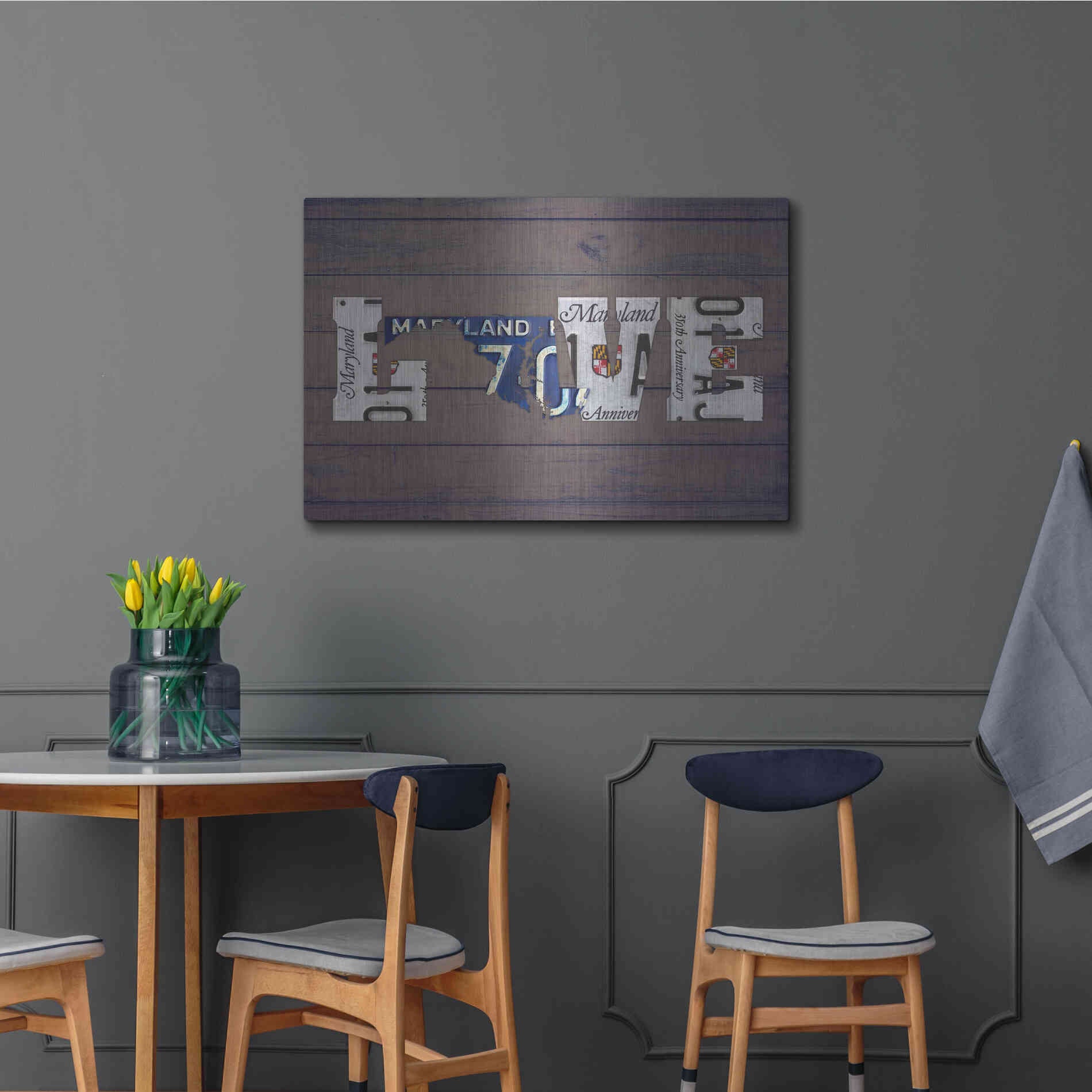 Luxe Metal Art 'MD State Love' by Design Turnpike, Metal Wall Art,36x24