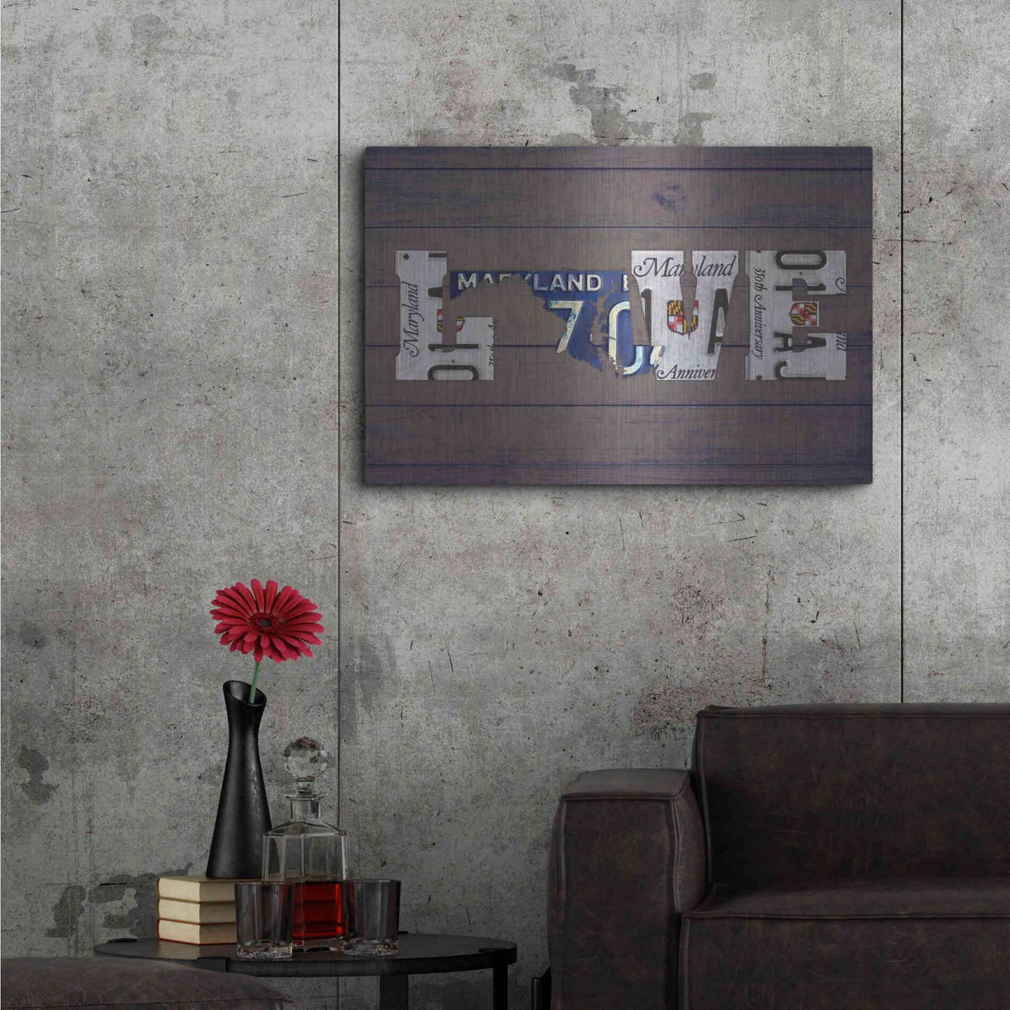 Luxe Metal Art 'MD State Love' by Design Turnpike, Metal Wall Art,36x24