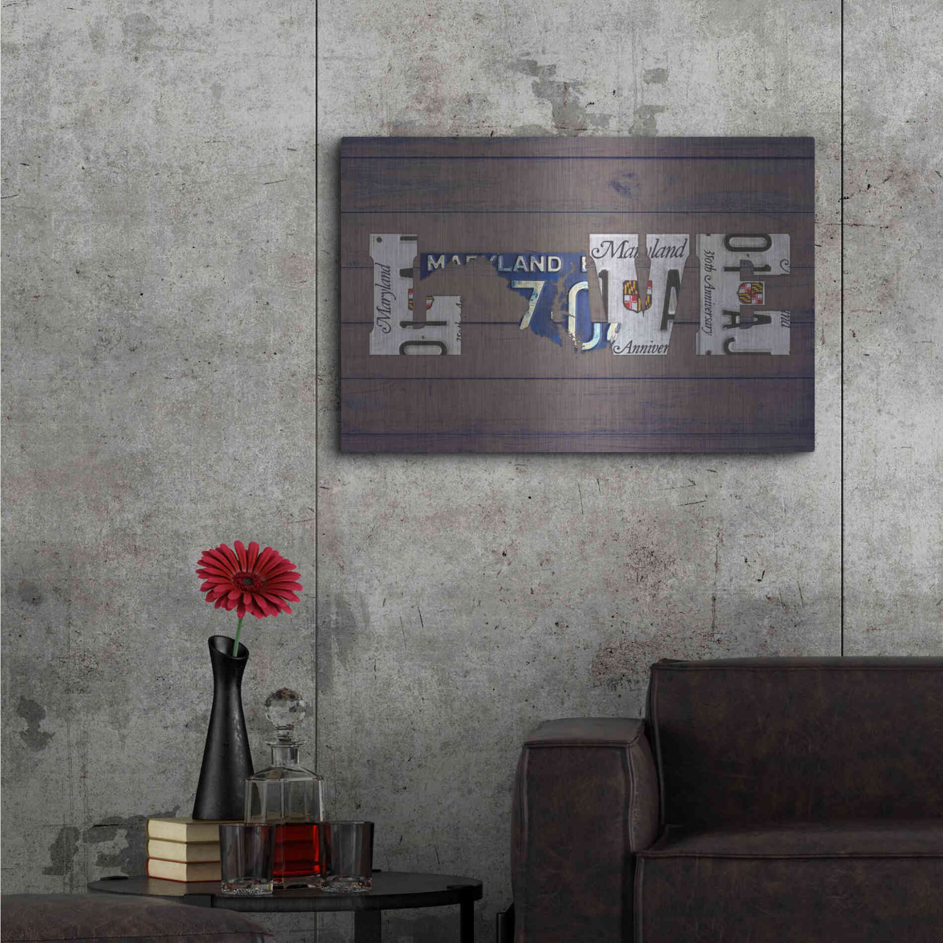 Luxe Metal Art 'MD State Love' by Design Turnpike, Metal Wall Art,36x24