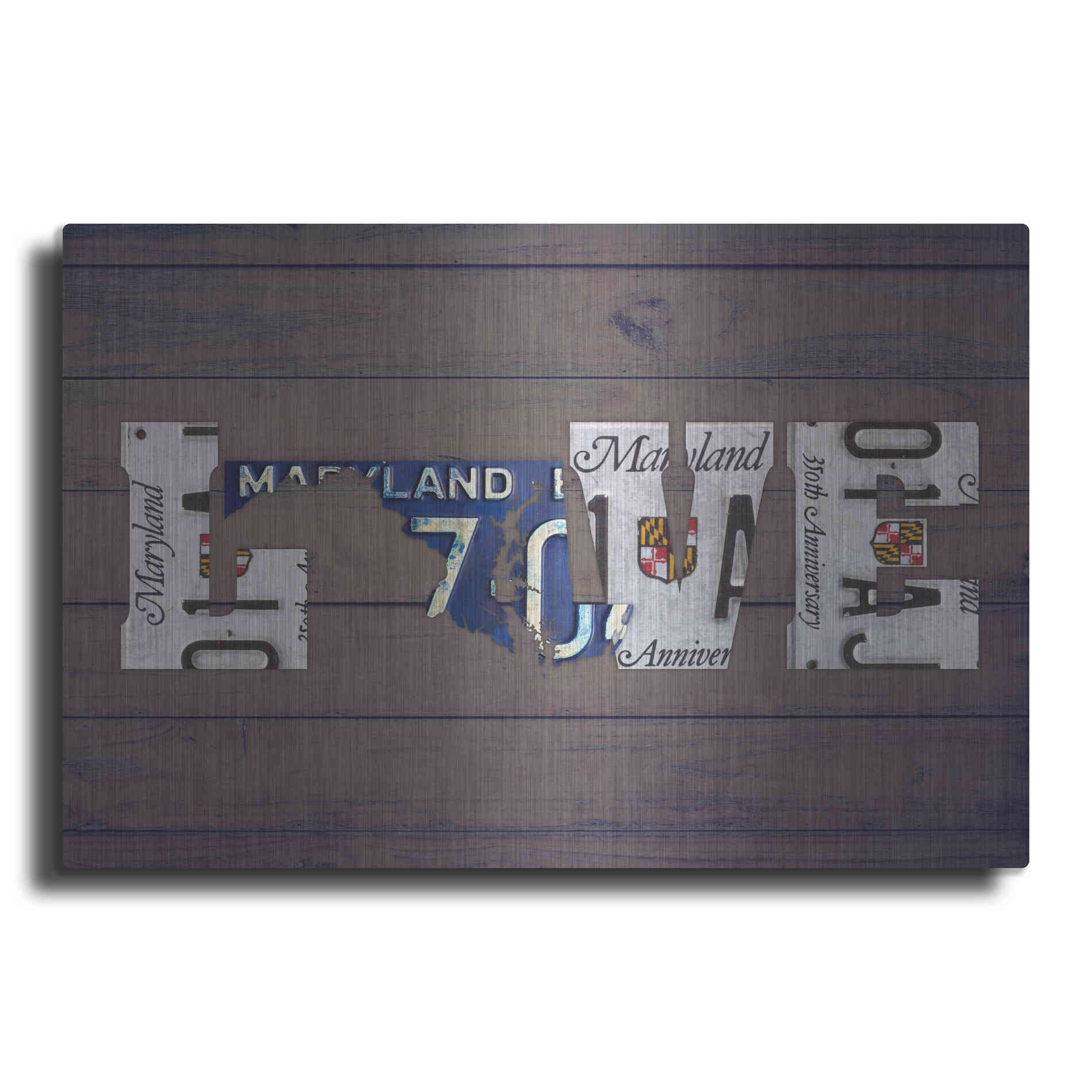 Luxe Metal Art 'MD State Love' by Design Turnpike, Metal Wall Art