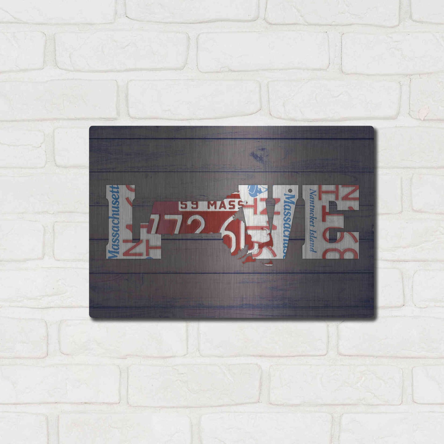 Luxe Metal Art 'MA State Love' by Design Turnpike, Metal Wall Art,16x12