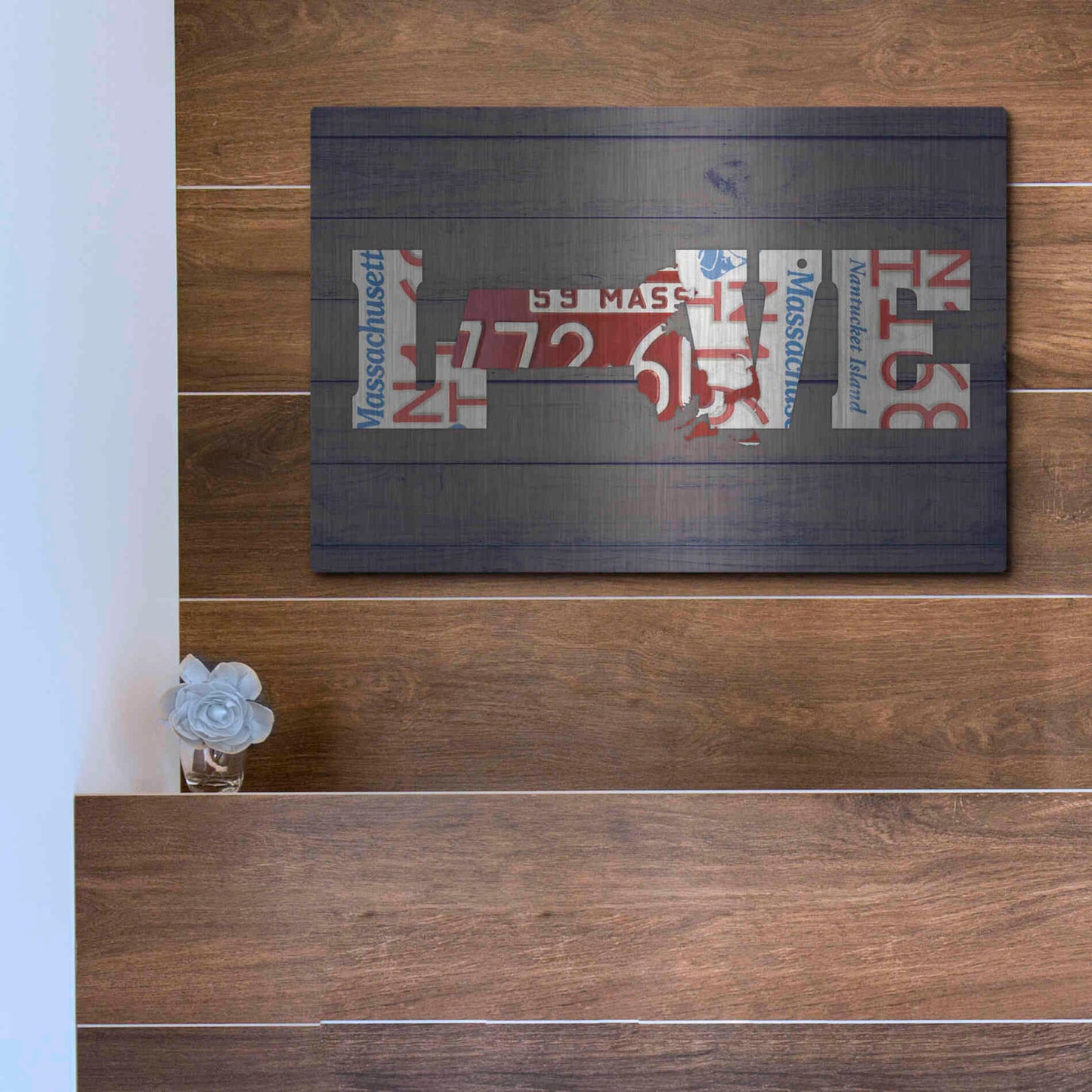 Luxe Metal Art 'MA State Love' by Design Turnpike, Metal Wall Art,16x12
