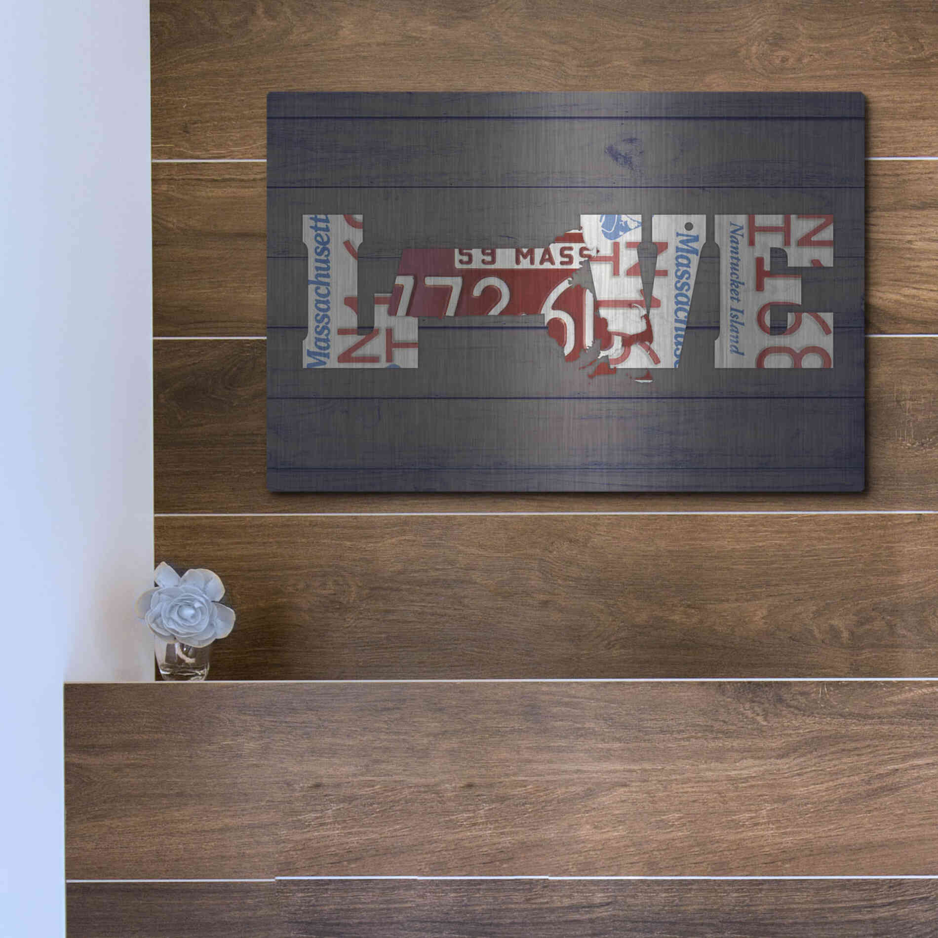 Luxe Metal Art 'MA State Love' by Design Turnpike, Metal Wall Art,16x12
