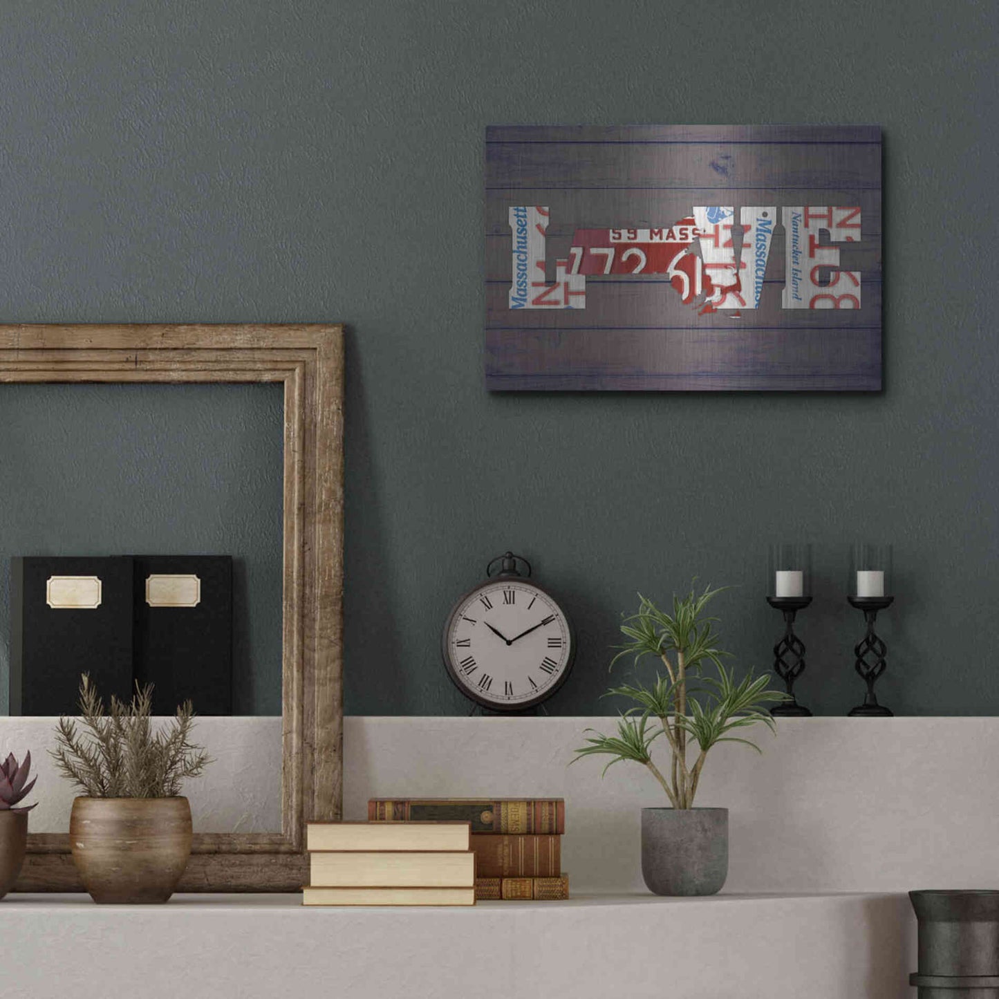 Luxe Metal Art 'MA State Love' by Design Turnpike, Metal Wall Art,16x12