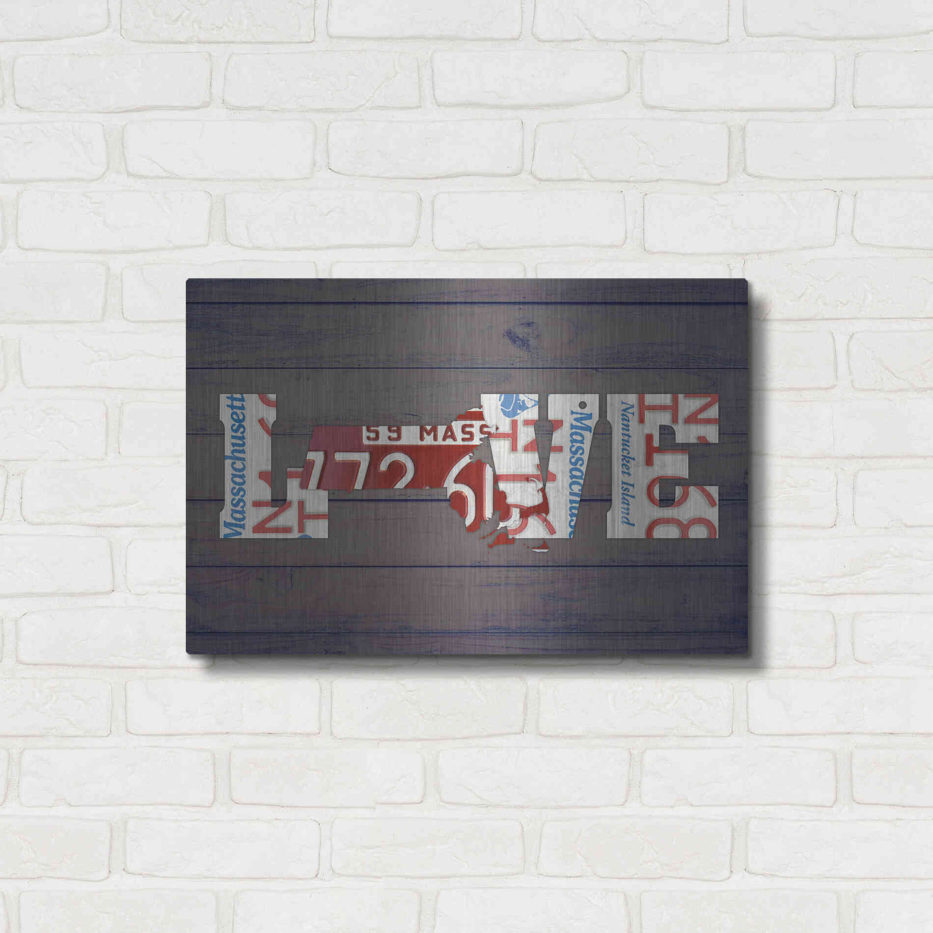 Luxe Metal Art 'MA State Love' by Design Turnpike, Metal Wall Art,24x16
