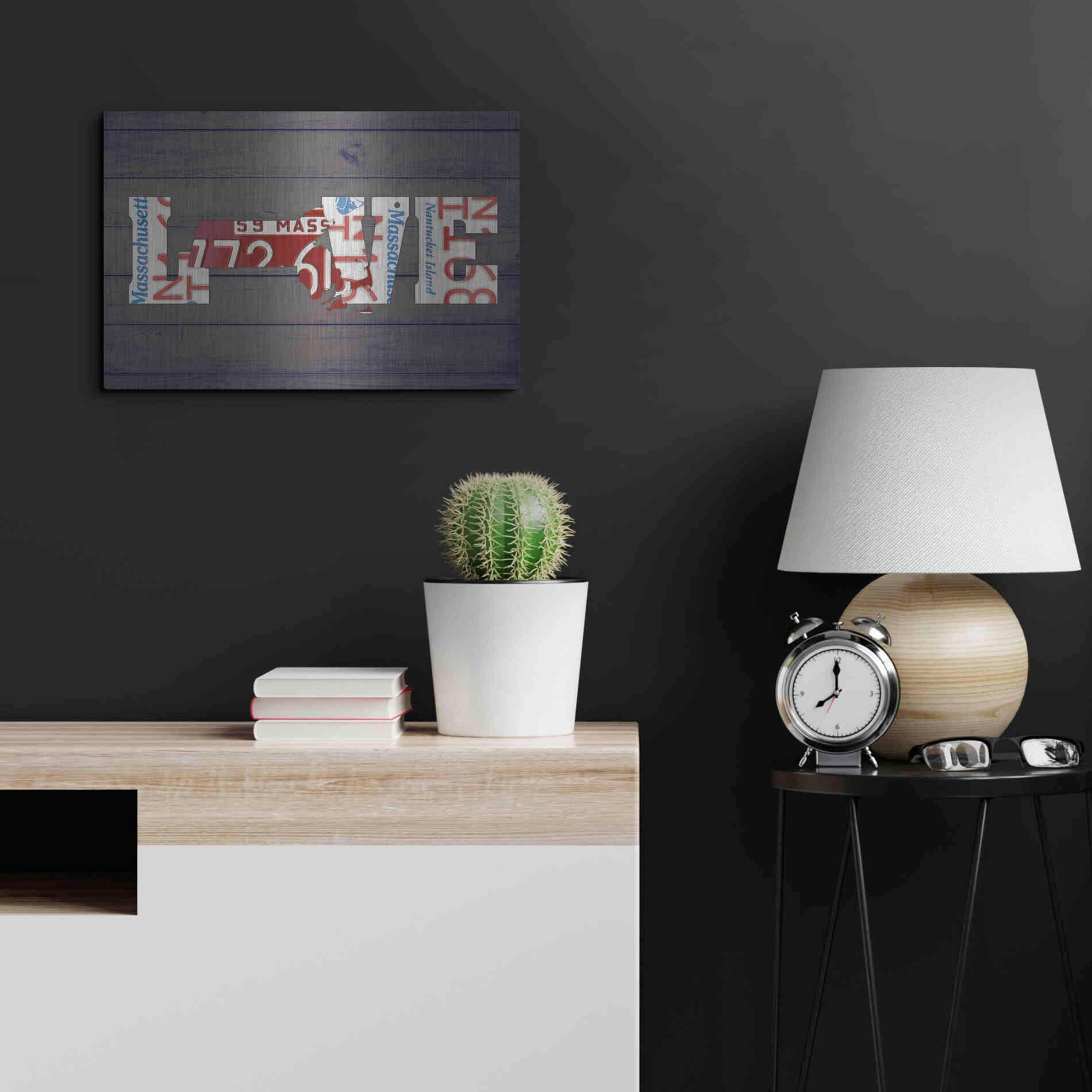 Luxe Metal Art 'MA State Love' by Design Turnpike, Metal Wall Art,24x16