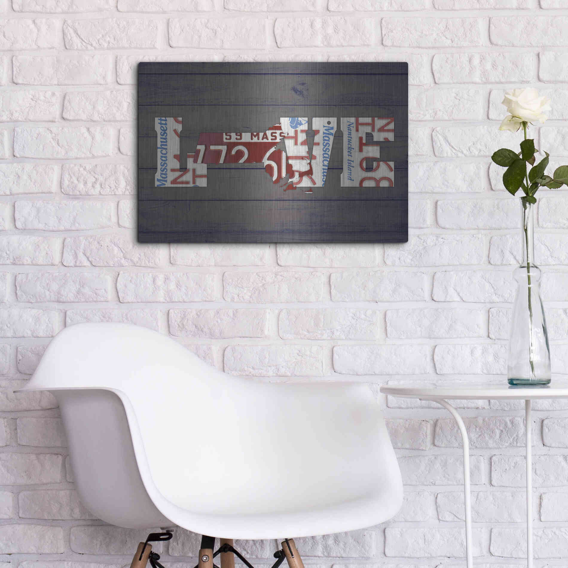 Luxe Metal Art 'MA State Love' by Design Turnpike, Metal Wall Art,24x16