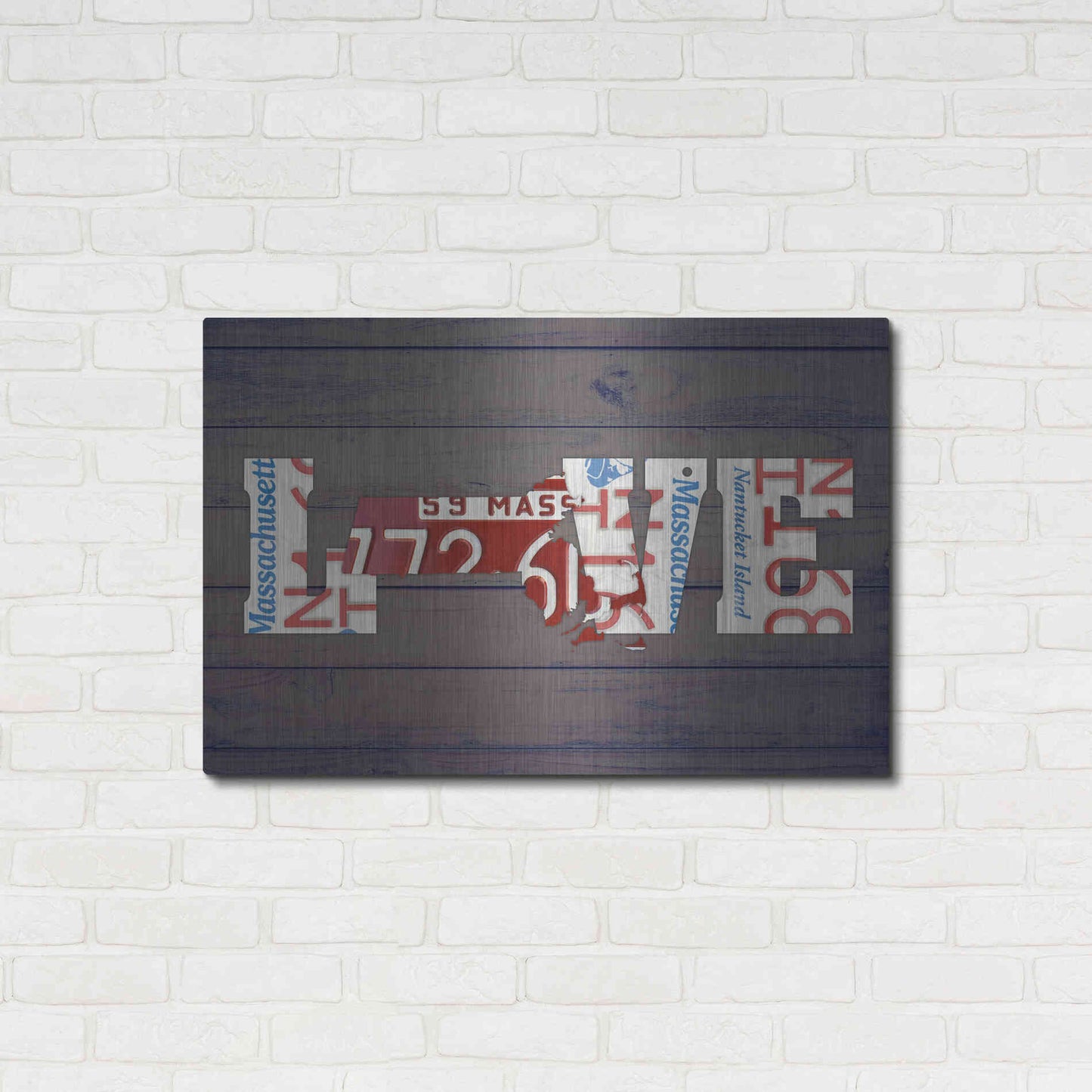 Luxe Metal Art 'MA State Love' by Design Turnpike, Metal Wall Art,36x24