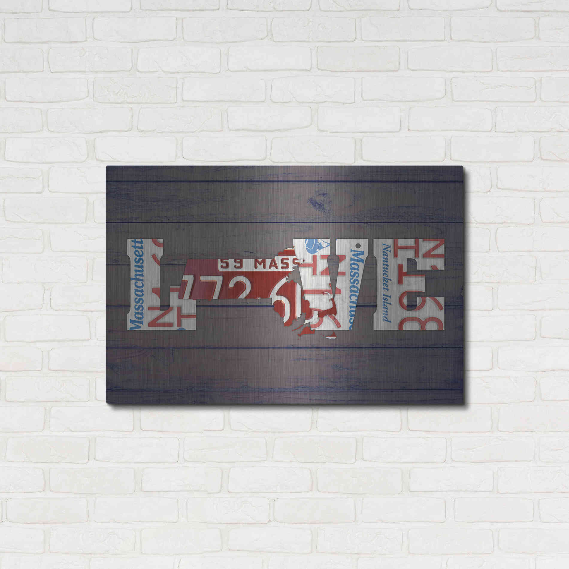 Luxe Metal Art 'MA State Love' by Design Turnpike, Metal Wall Art,36x24