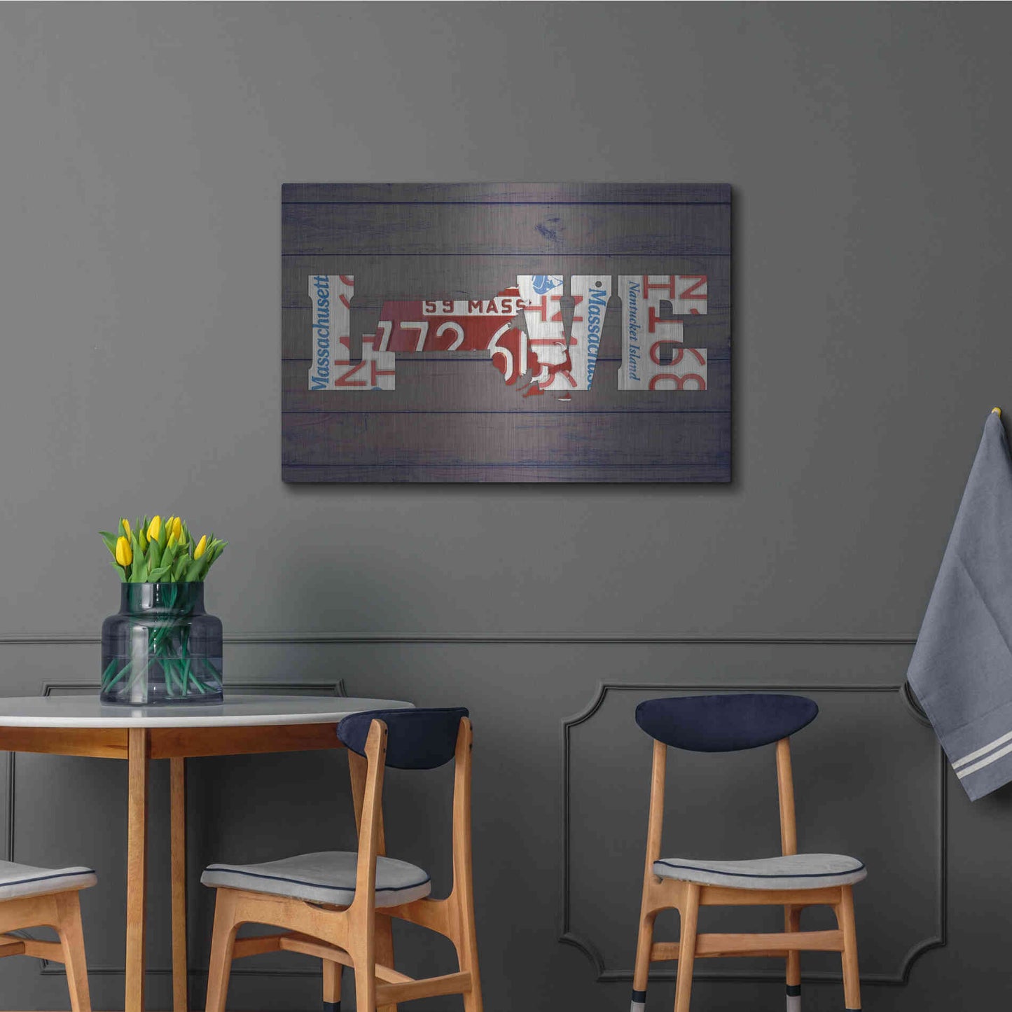 Luxe Metal Art 'MA State Love' by Design Turnpike, Metal Wall Art,36x24