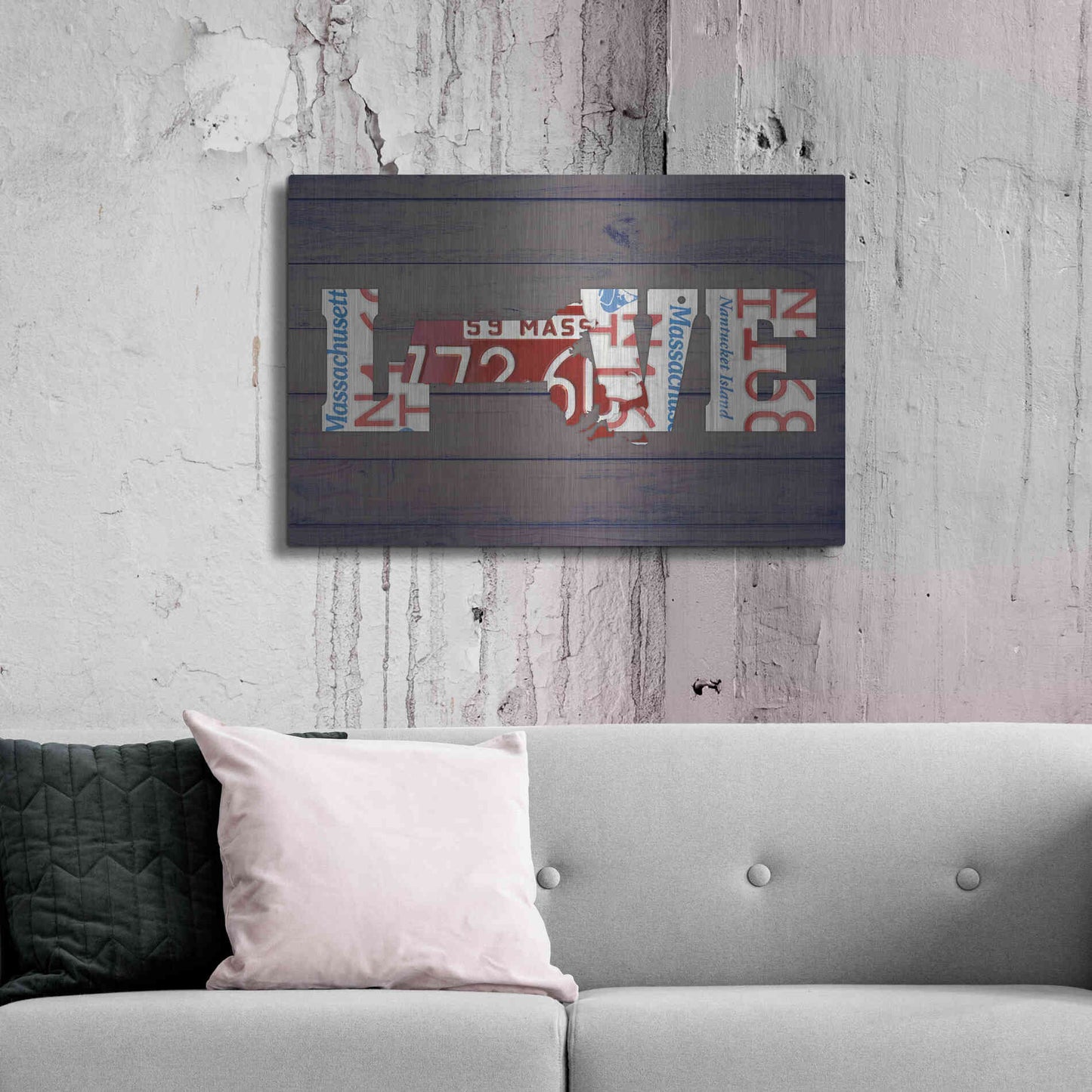 Luxe Metal Art 'MA State Love' by Design Turnpike, Metal Wall Art,36x24