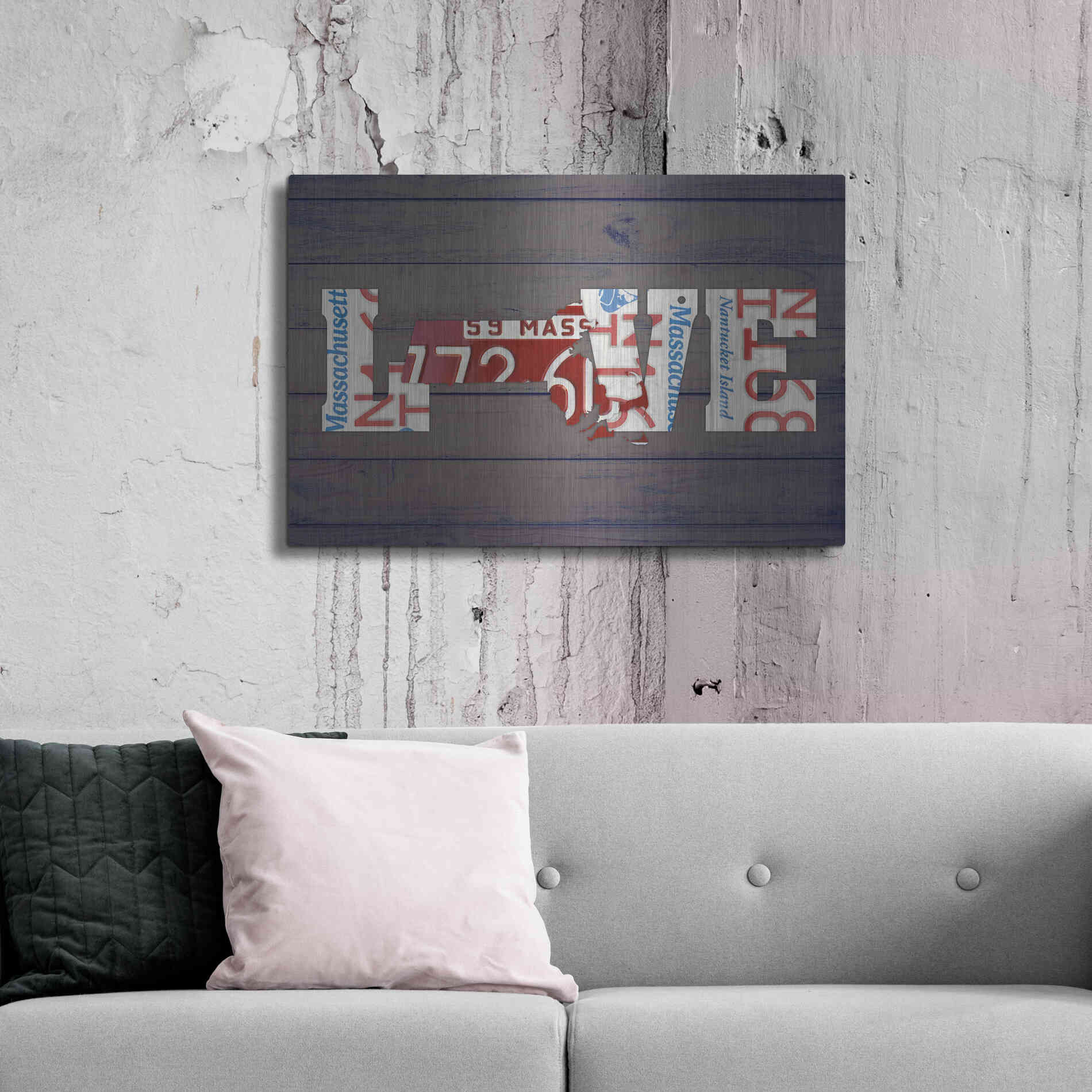 Luxe Metal Art 'MA State Love' by Design Turnpike, Metal Wall Art,36x24