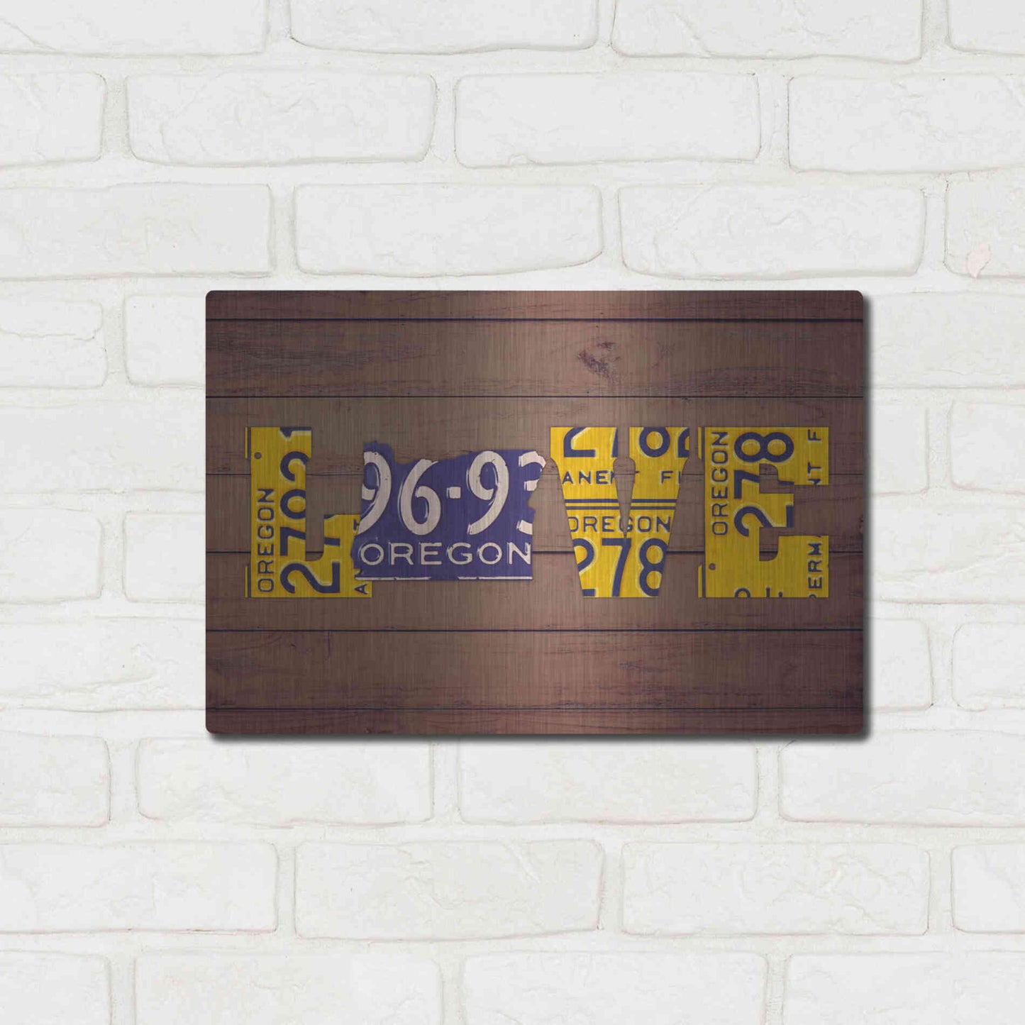 Luxe Metal Art 'OR State Love' by Design Turnpike, Metal Wall Art,16x12