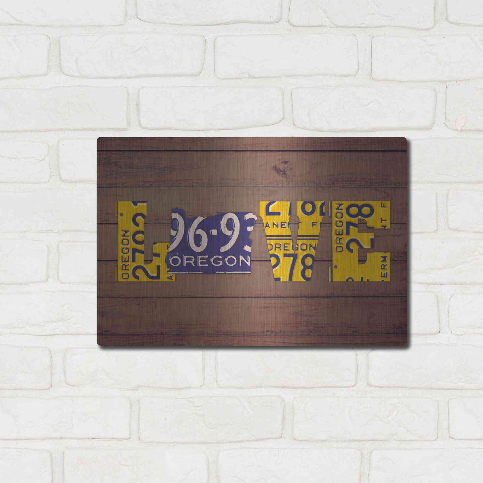 Luxe Metal Art 'OR State Love' by Design Turnpike, Metal Wall Art,16x12