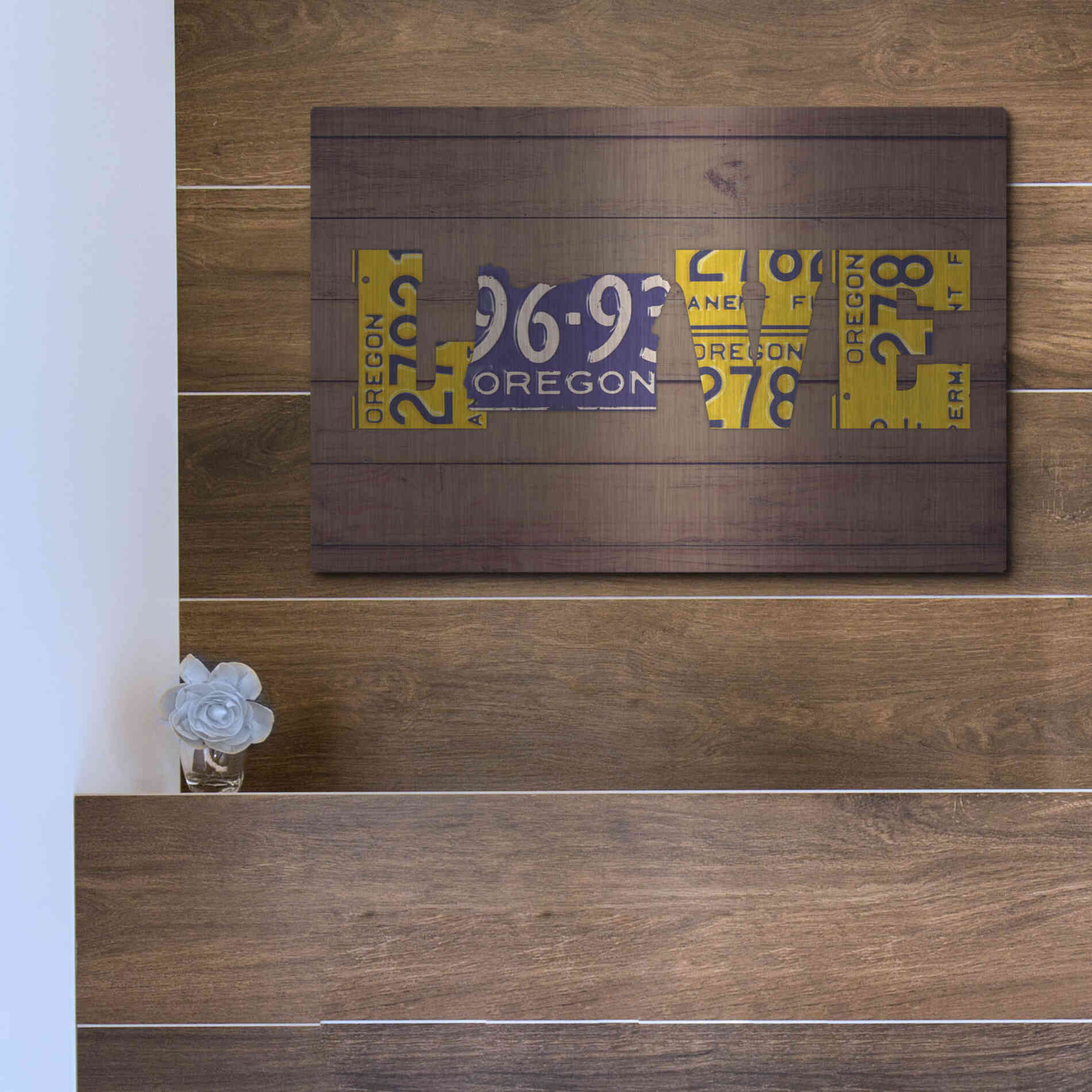 Luxe Metal Art 'OR State Love' by Design Turnpike, Metal Wall Art,16x12