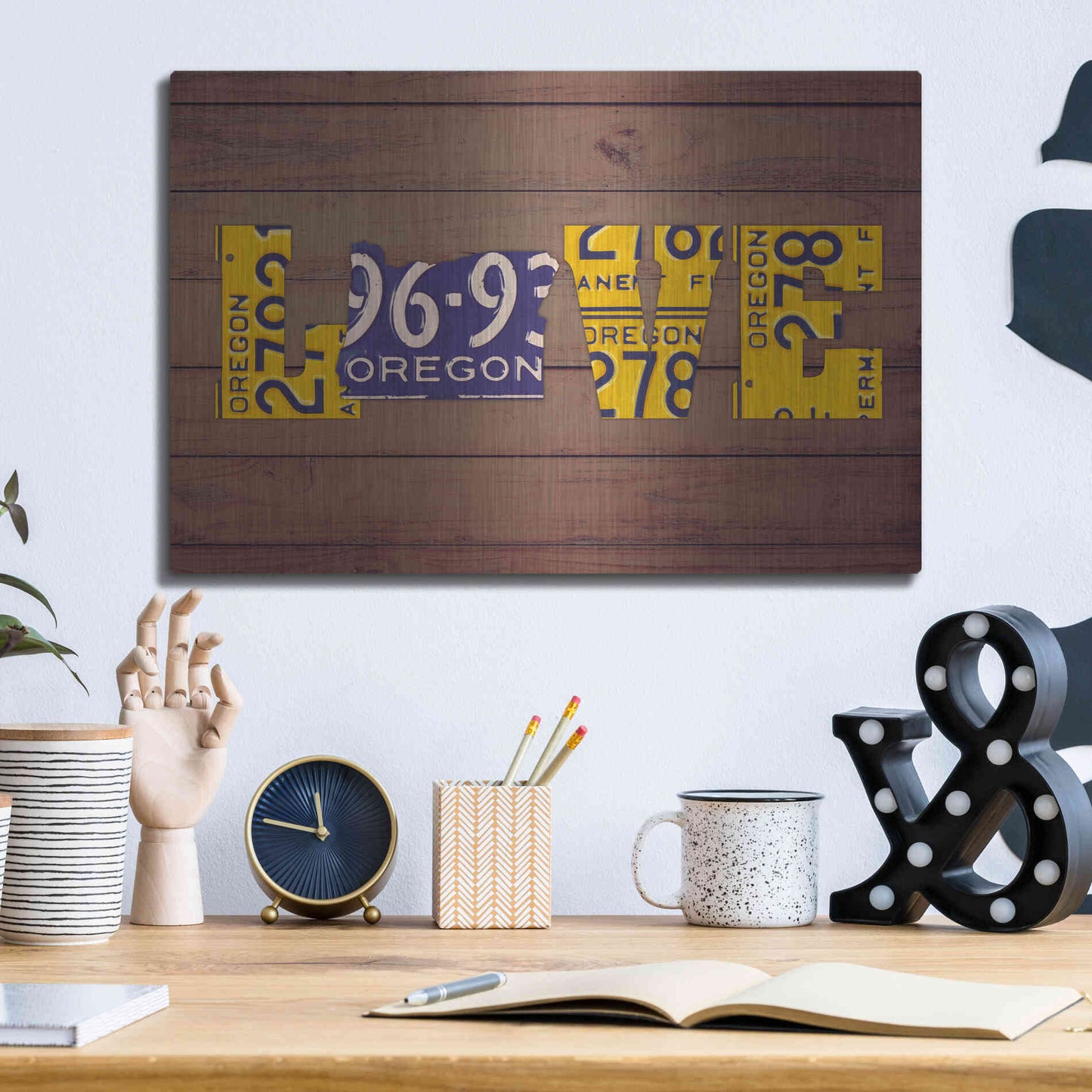 Luxe Metal Art 'OR State Love' by Design Turnpike, Metal Wall Art,16x12