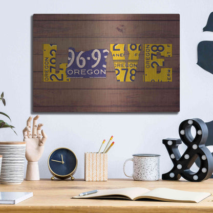 Luxe Metal Art 'OR State Love' by Design Turnpike, Metal Wall Art,16x12