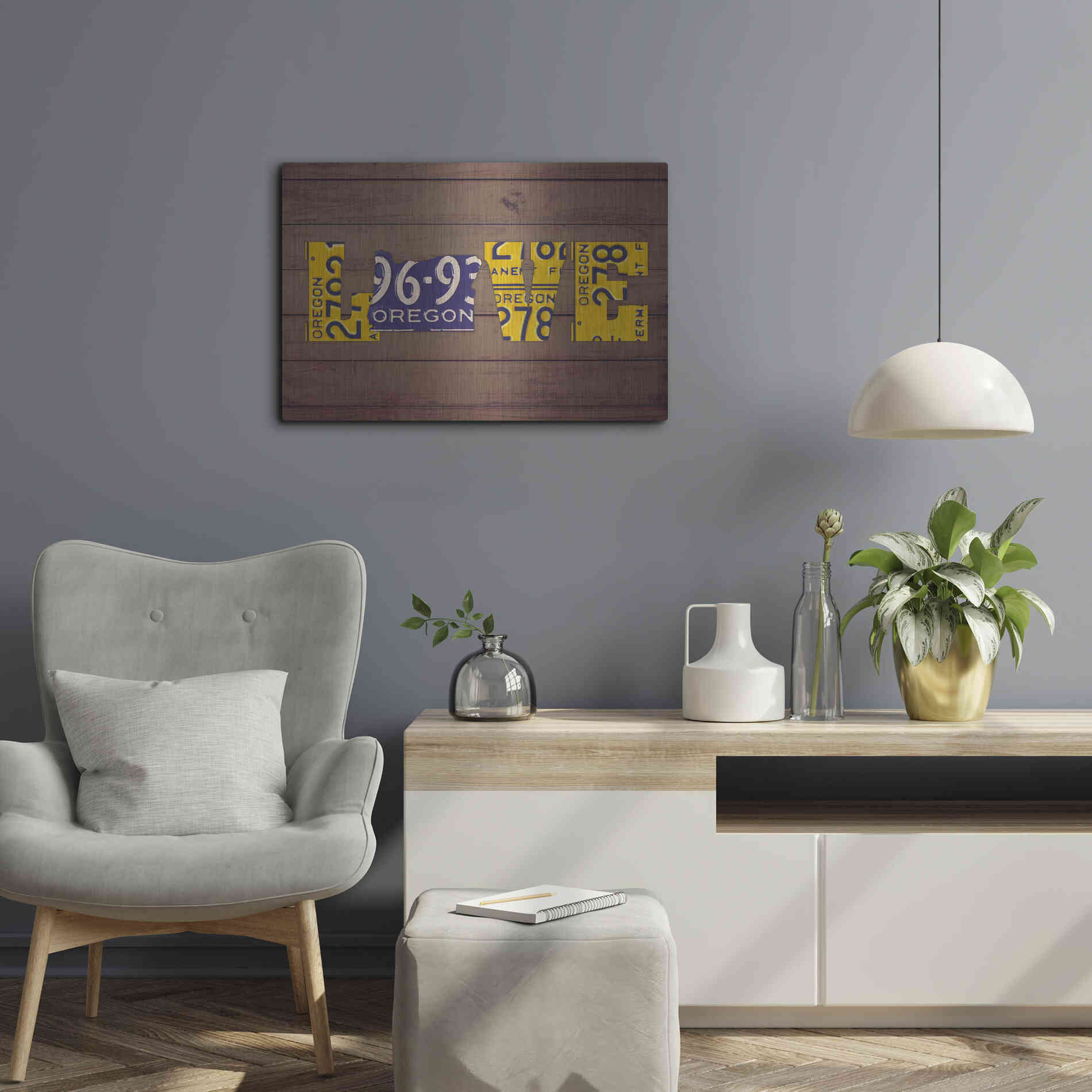 Luxe Metal Art 'OR State Love' by Design Turnpike, Metal Wall Art,24x16