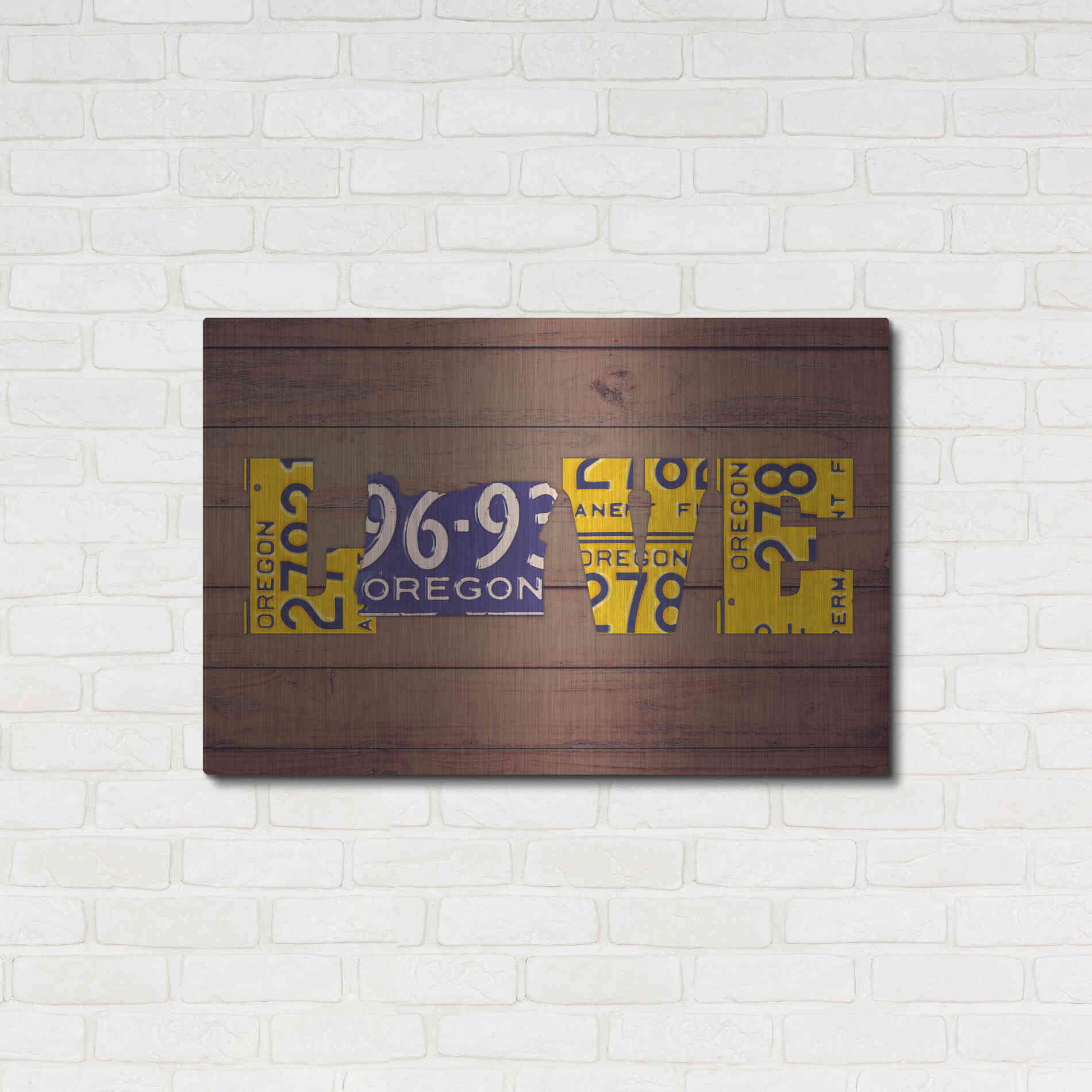 Luxe Metal Art 'OR State Love' by Design Turnpike, Metal Wall Art,36x24