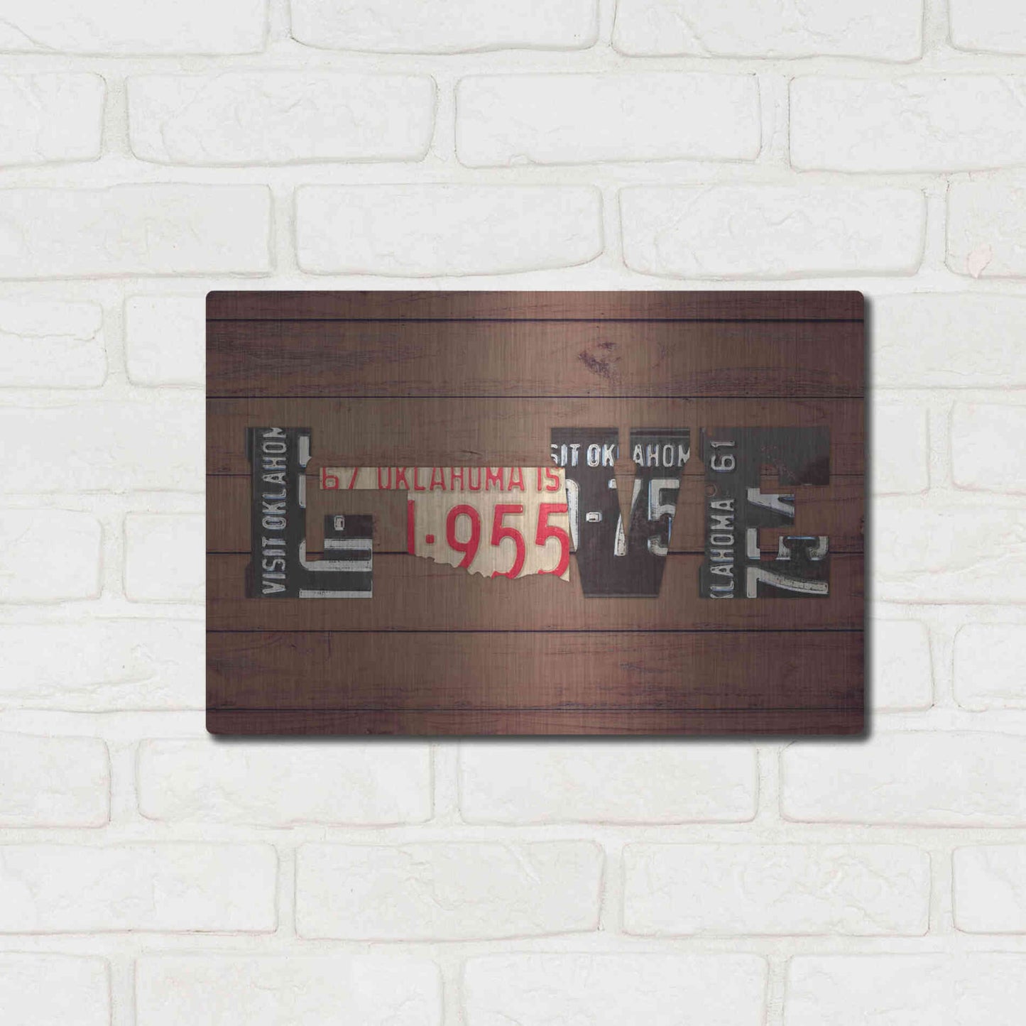 Luxe Metal Art 'OK State Love' by Design Turnpike, Metal Wall Art,16x12