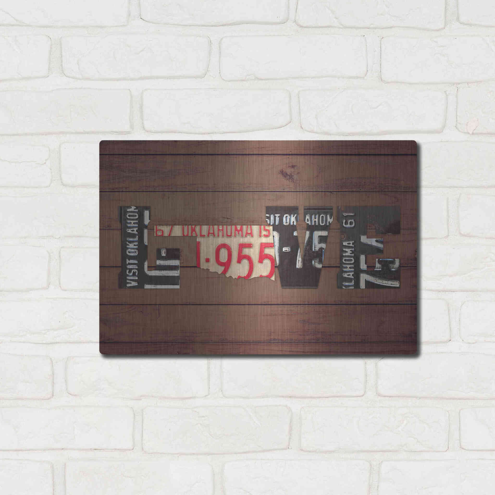 Luxe Metal Art 'OK State Love' by Design Turnpike, Metal Wall Art,16x12