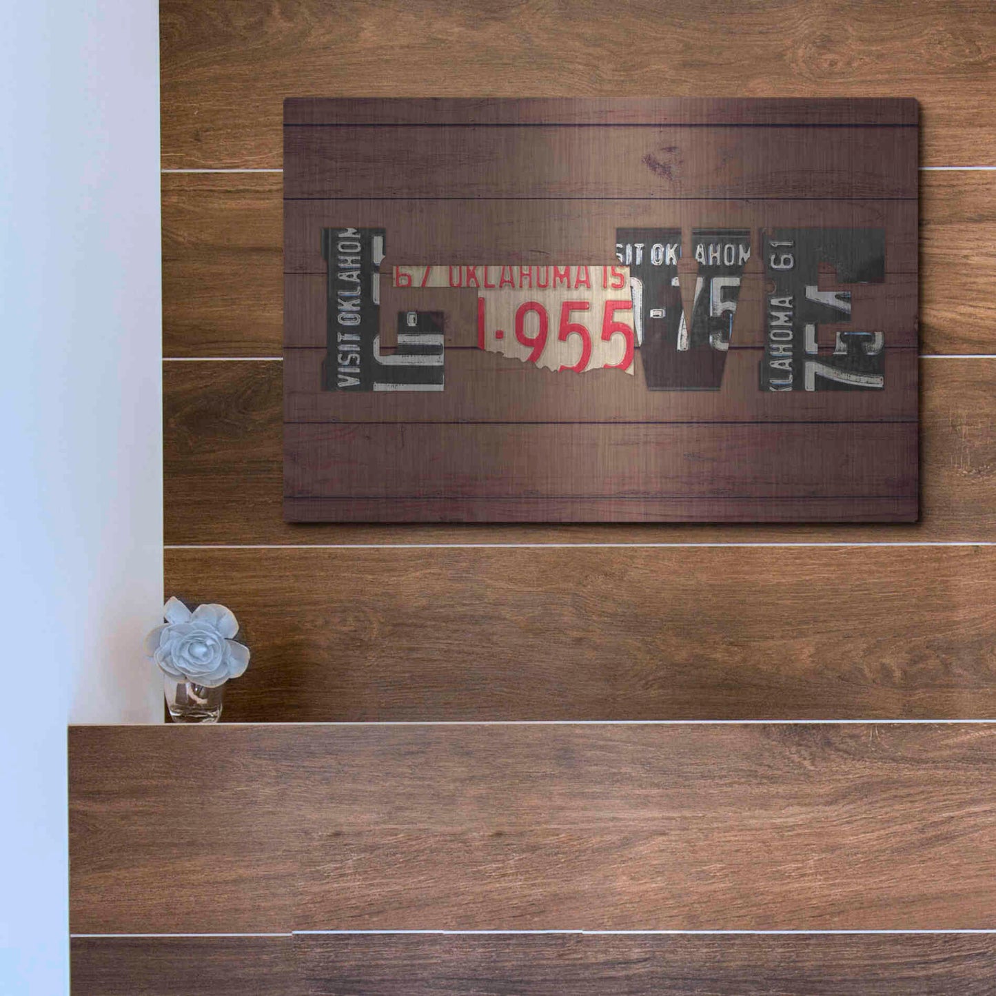 Luxe Metal Art 'OK State Love' by Design Turnpike, Metal Wall Art,16x12