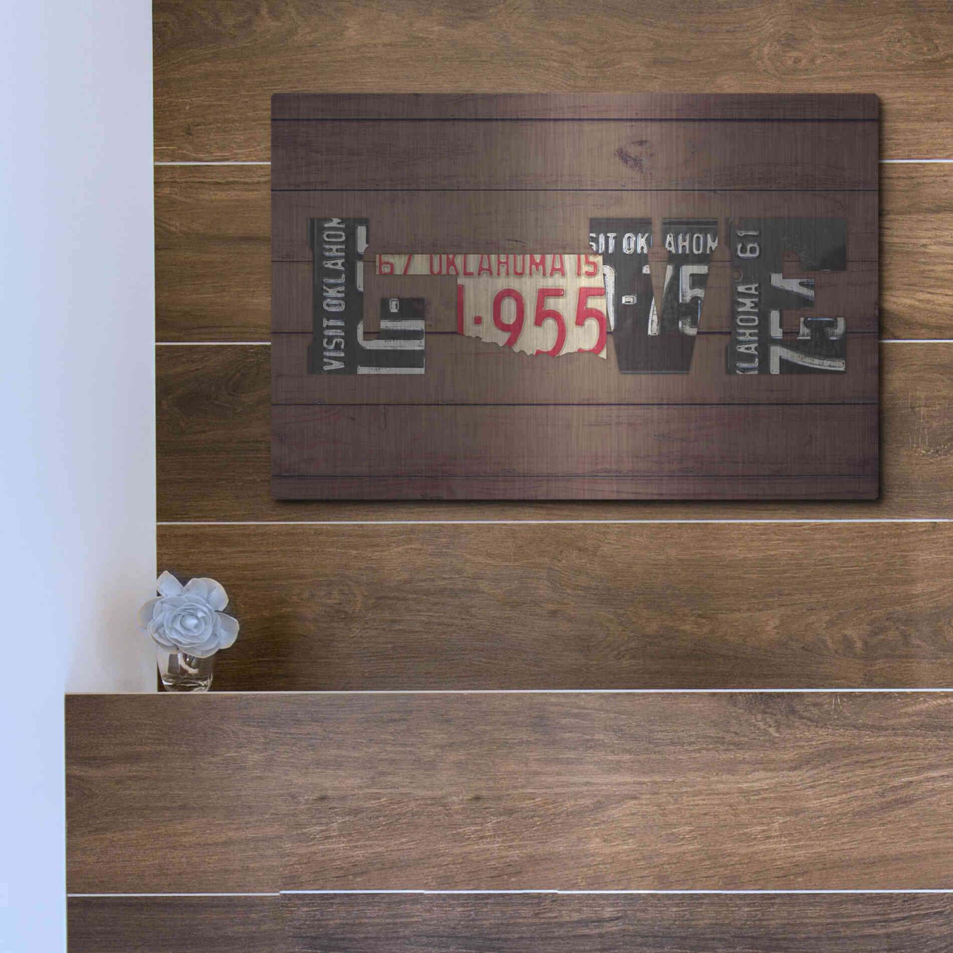 Luxe Metal Art 'OK State Love' by Design Turnpike, Metal Wall Art,16x12