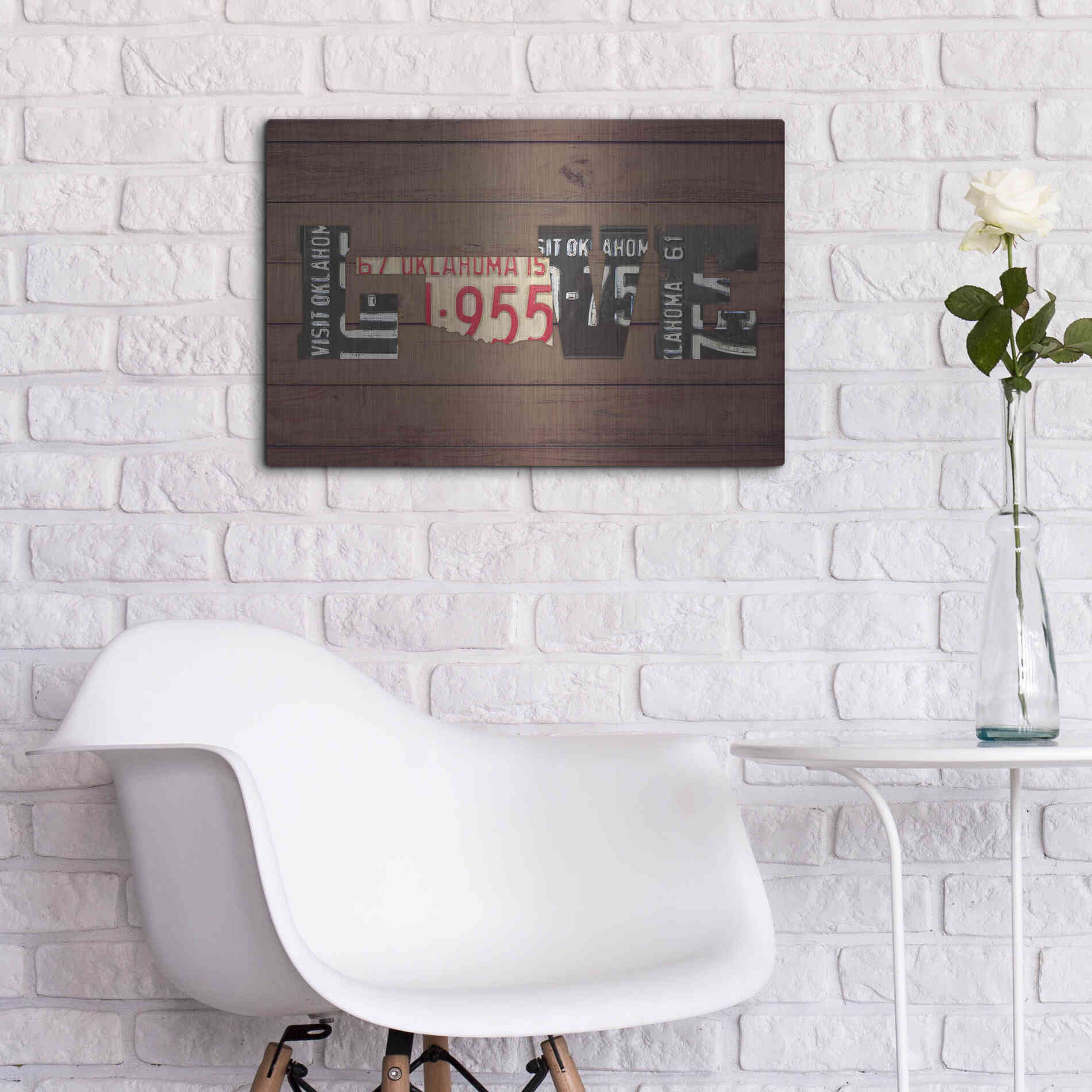Luxe Metal Art 'OK State Love' by Design Turnpike, Metal Wall Art,24x16