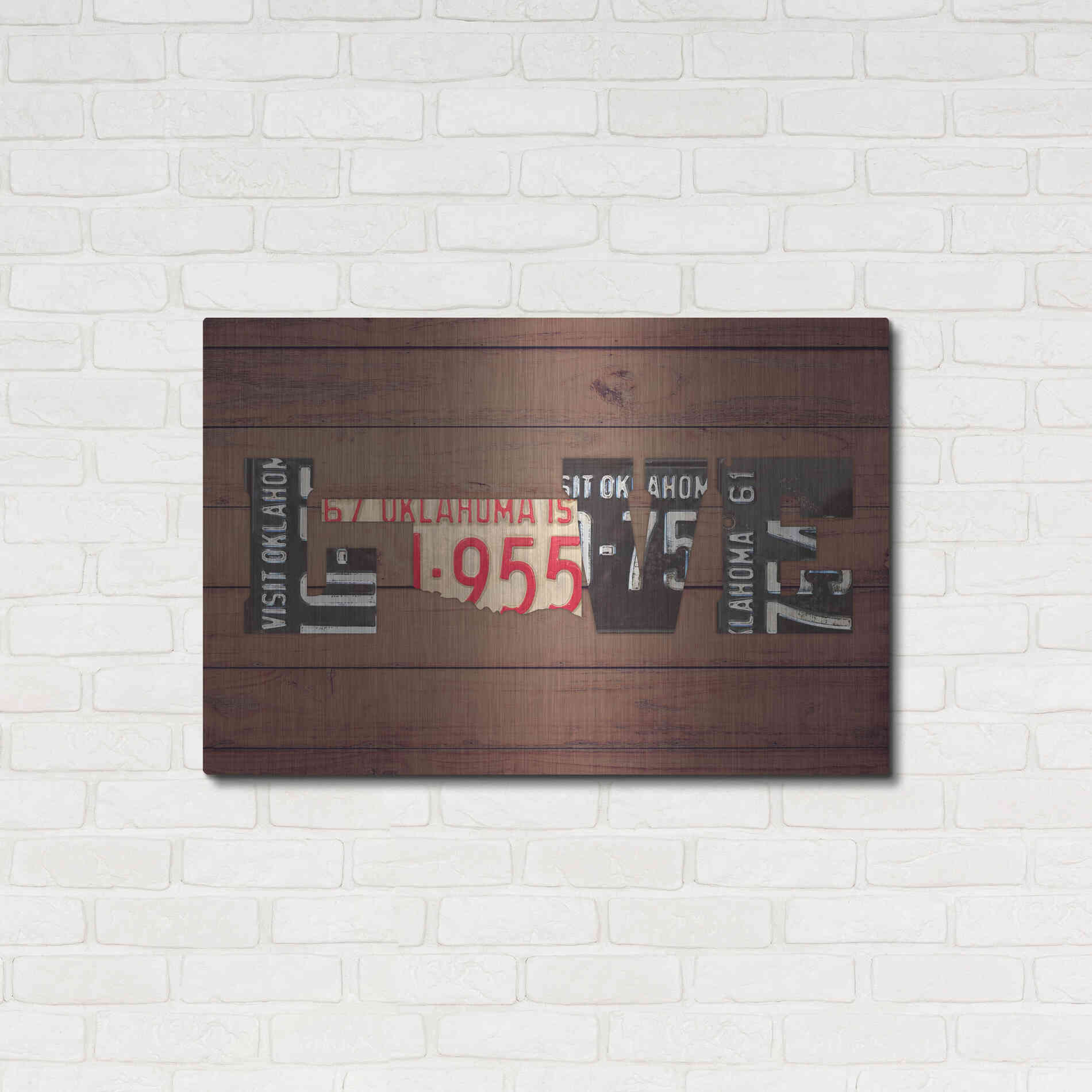 Luxe Metal Art 'OK State Love' by Design Turnpike, Metal Wall Art,36x24