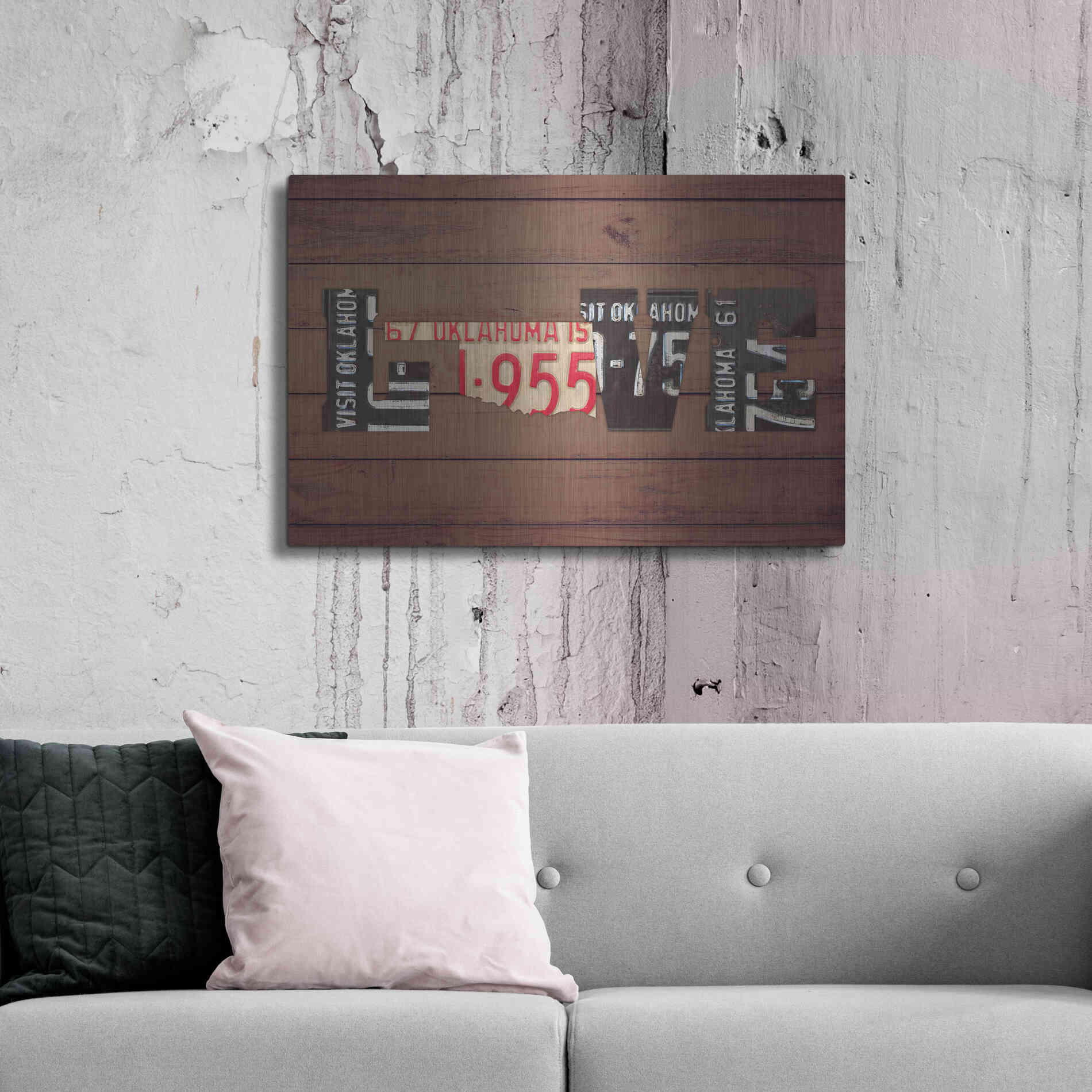 Luxe Metal Art 'OK State Love' by Design Turnpike, Metal Wall Art,36x24