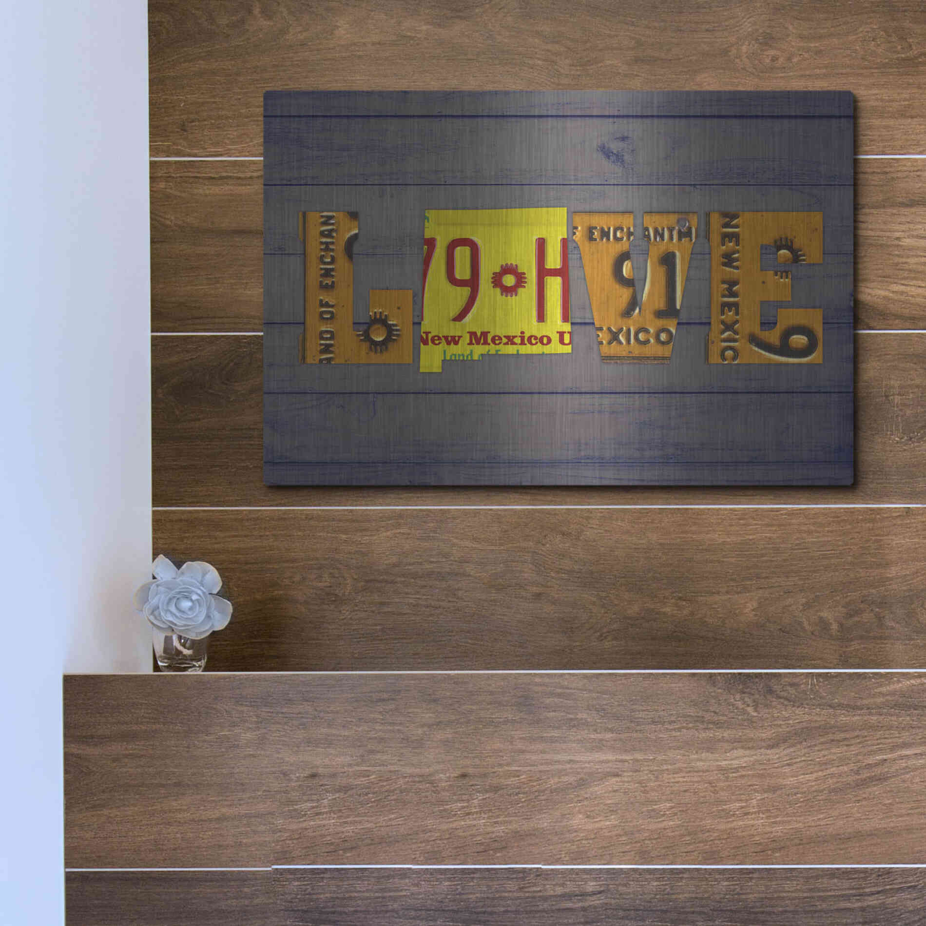 Luxe Metal Art 'NM State Love' by Design Turnpike, Metal Wall Art,16x12