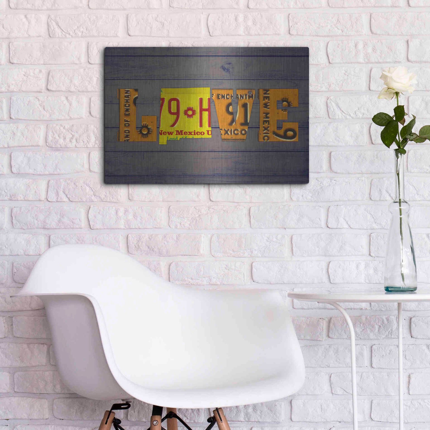 Luxe Metal Art 'NM State Love' by Design Turnpike, Metal Wall Art,24x16