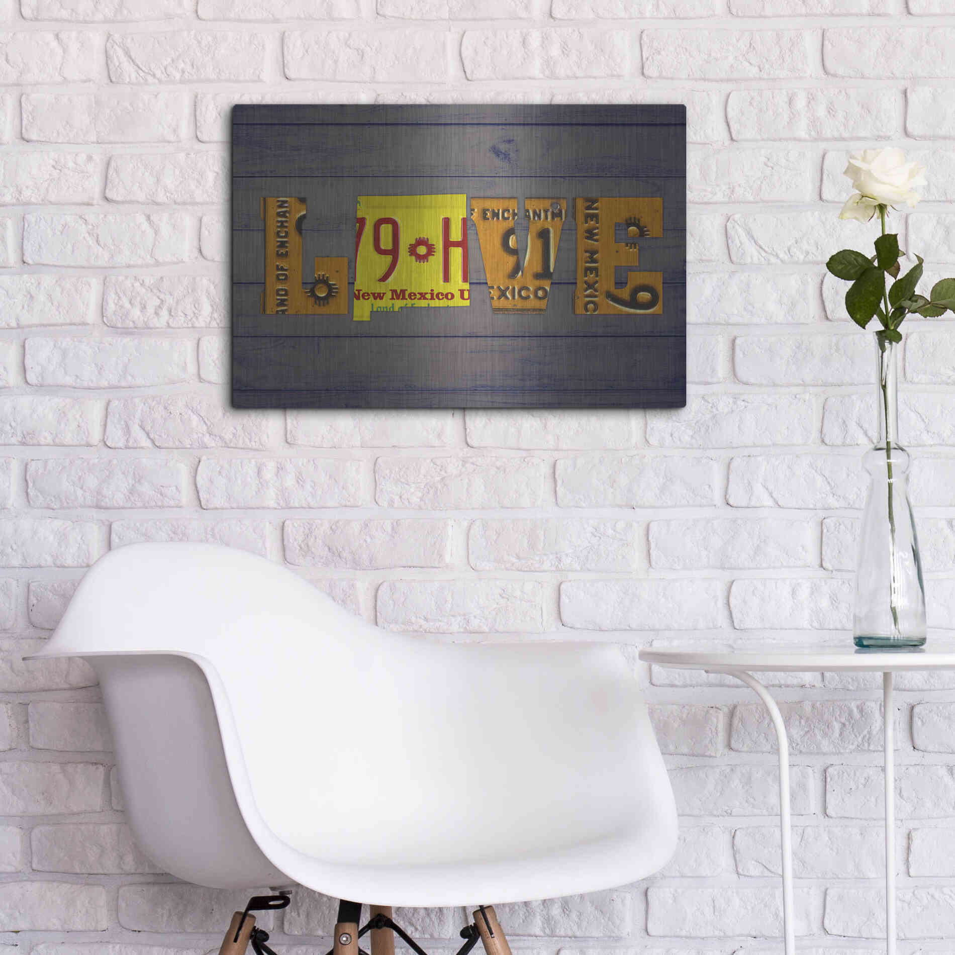Luxe Metal Art 'NM State Love' by Design Turnpike, Metal Wall Art,24x16