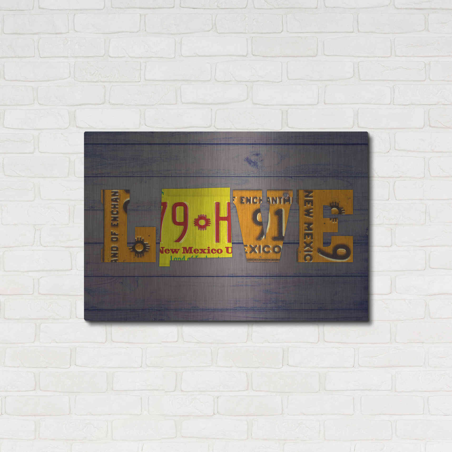 Luxe Metal Art 'NM State Love' by Design Turnpike, Metal Wall Art,36x24