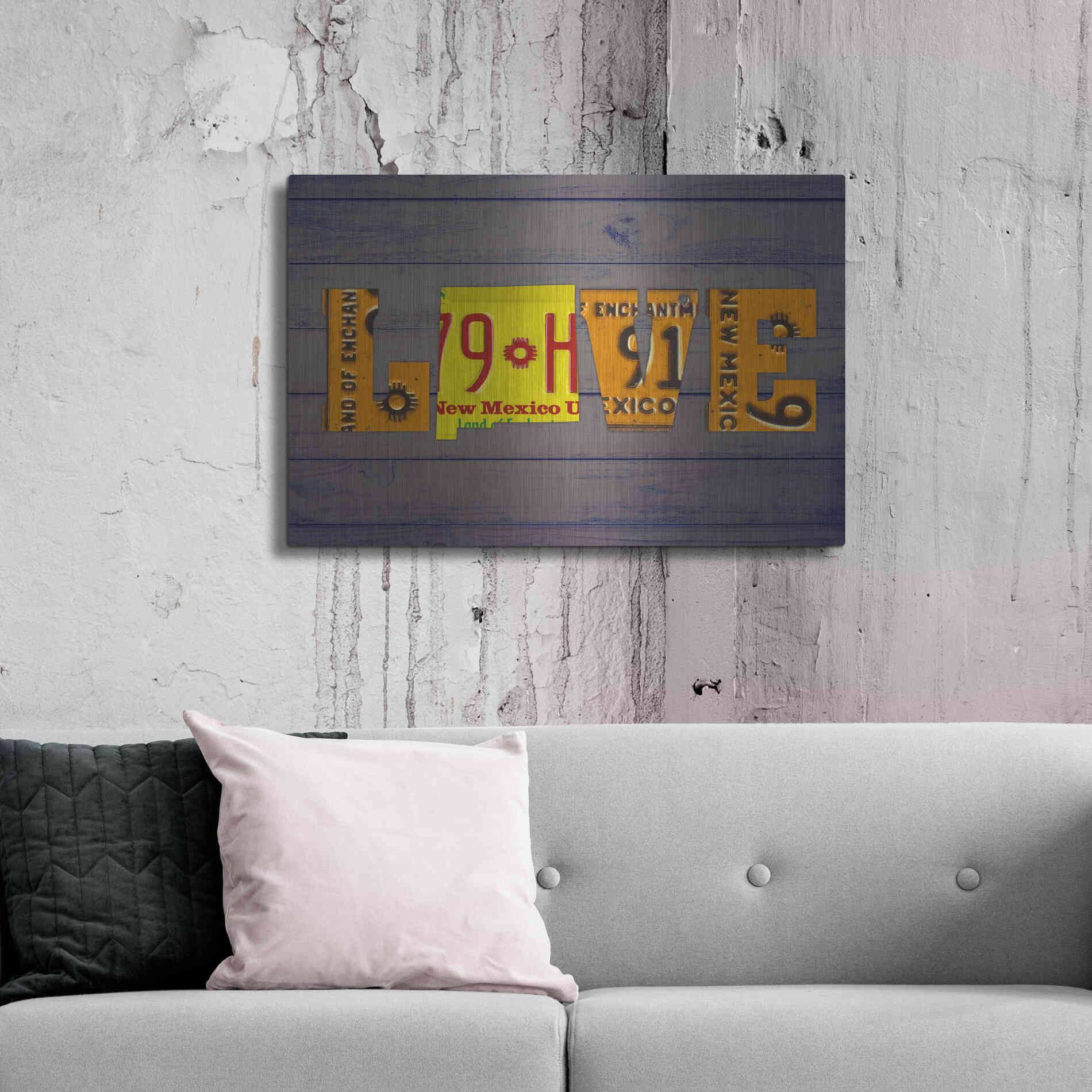 Luxe Metal Art 'NM State Love' by Design Turnpike, Metal Wall Art,36x24